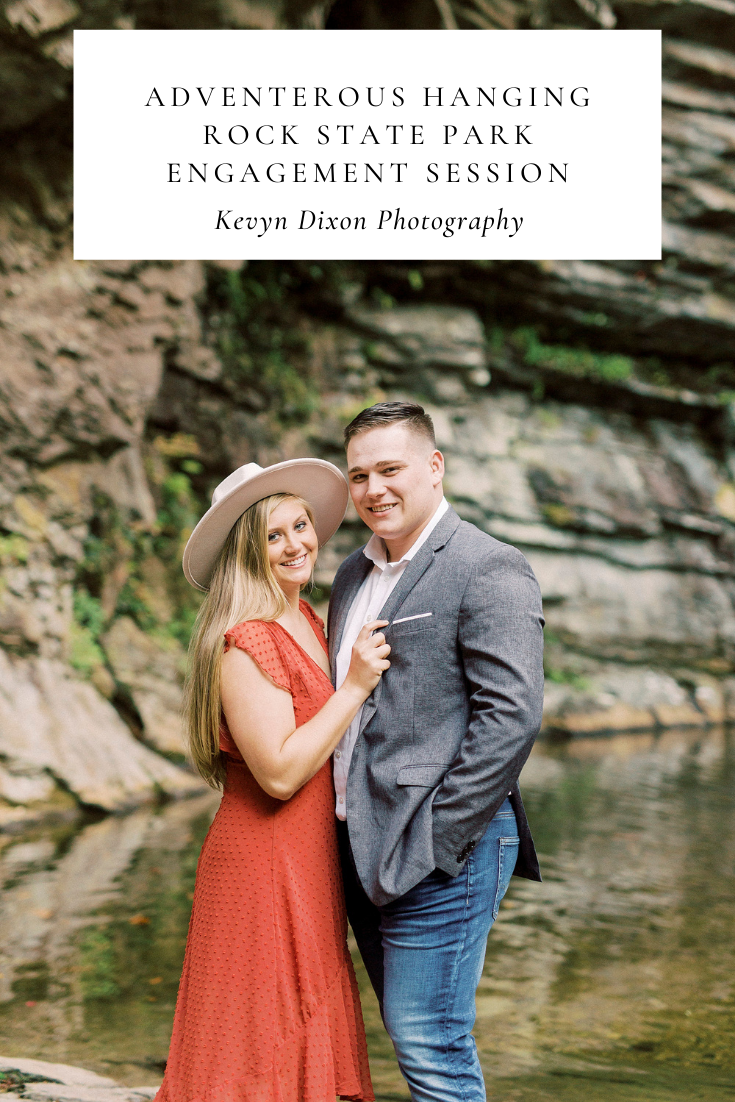 Adventurous Hanging Rock State Park engagement session on the mountain and in the waterfall with Kevyn Dixon Photography