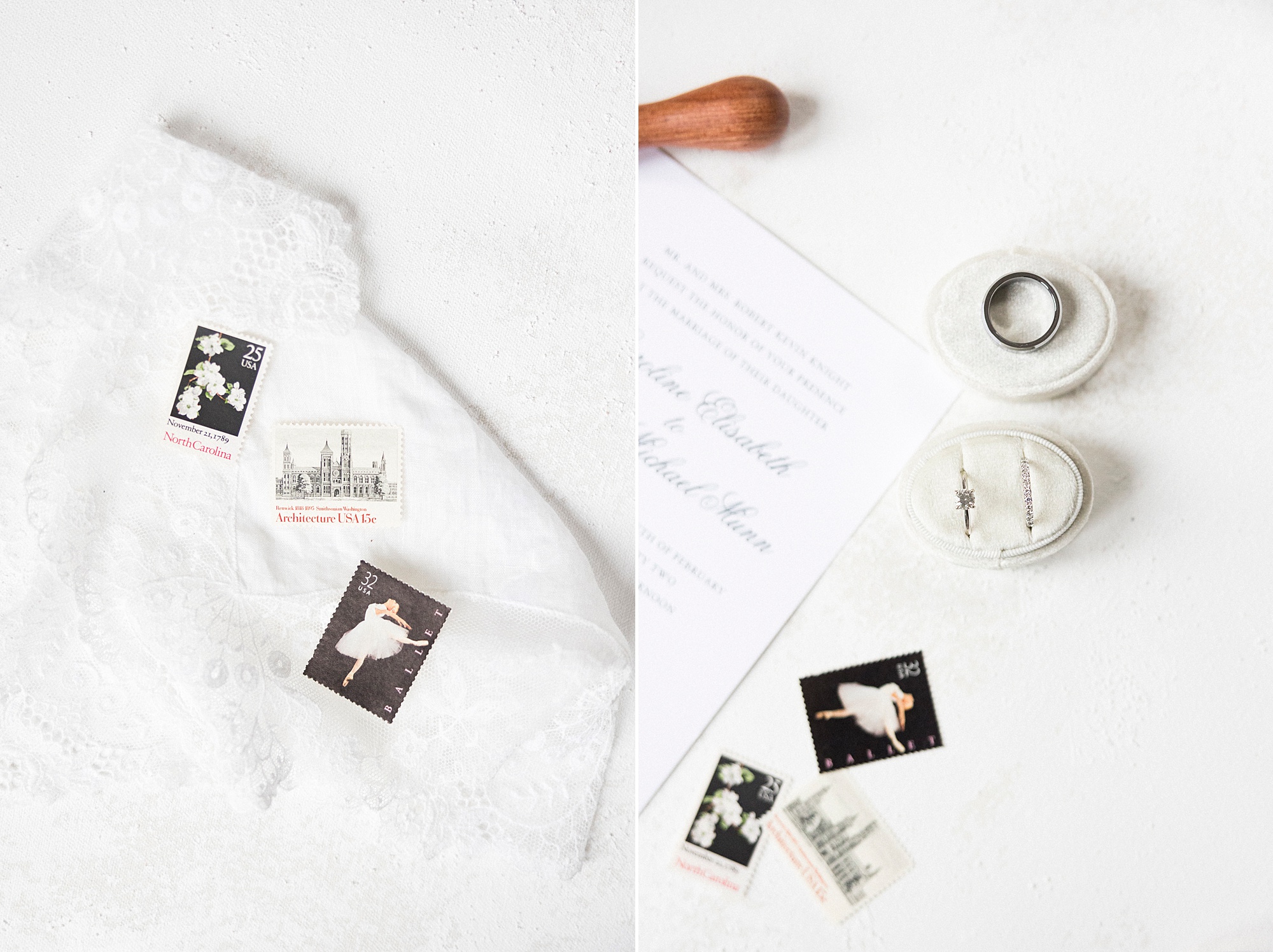 stationery details for winter wedding with black and white color palette
