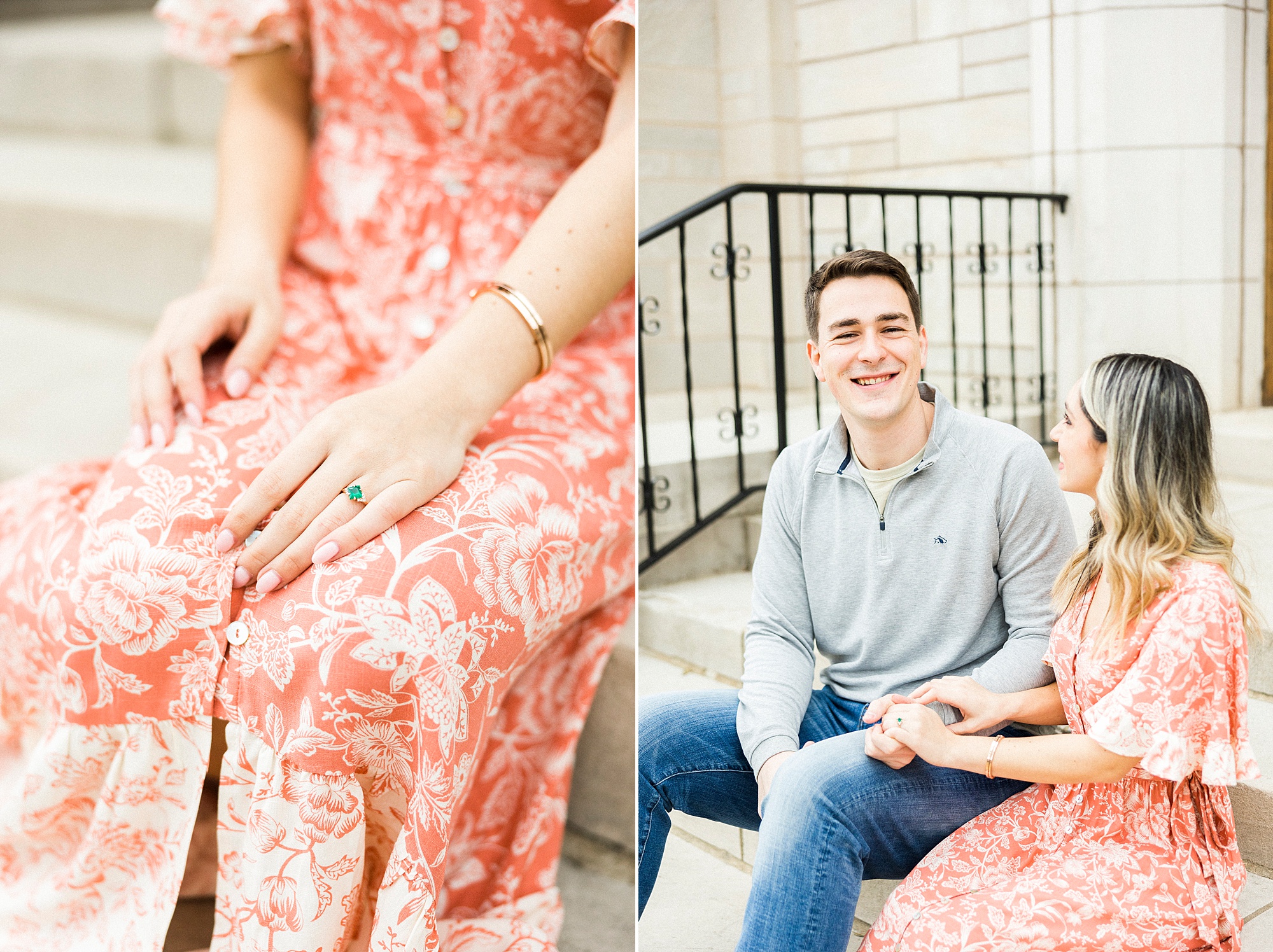 Downtown Concord engagement session on steps of local church