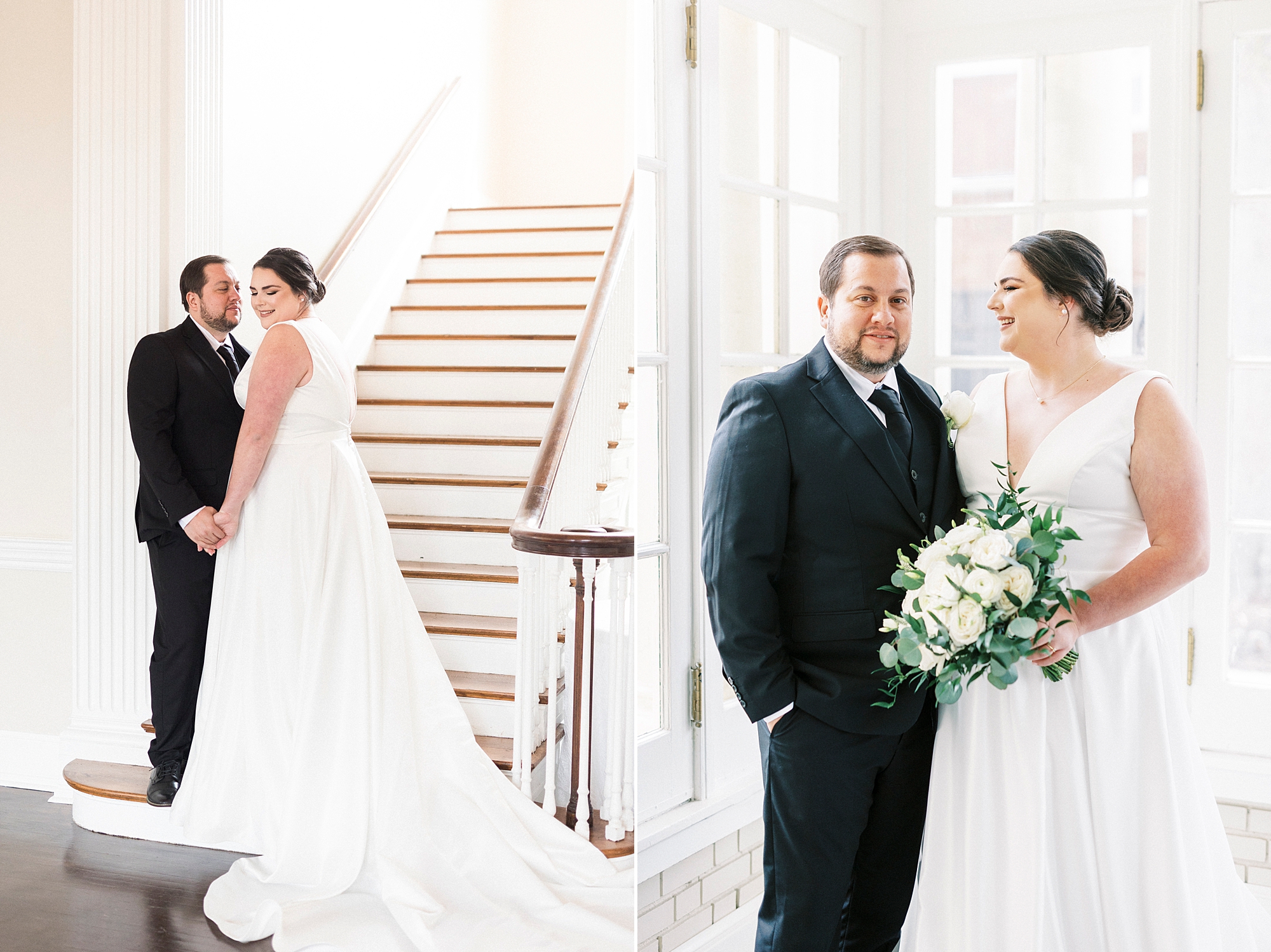portraits of bride and groom during spring Separk Mansion wedding day