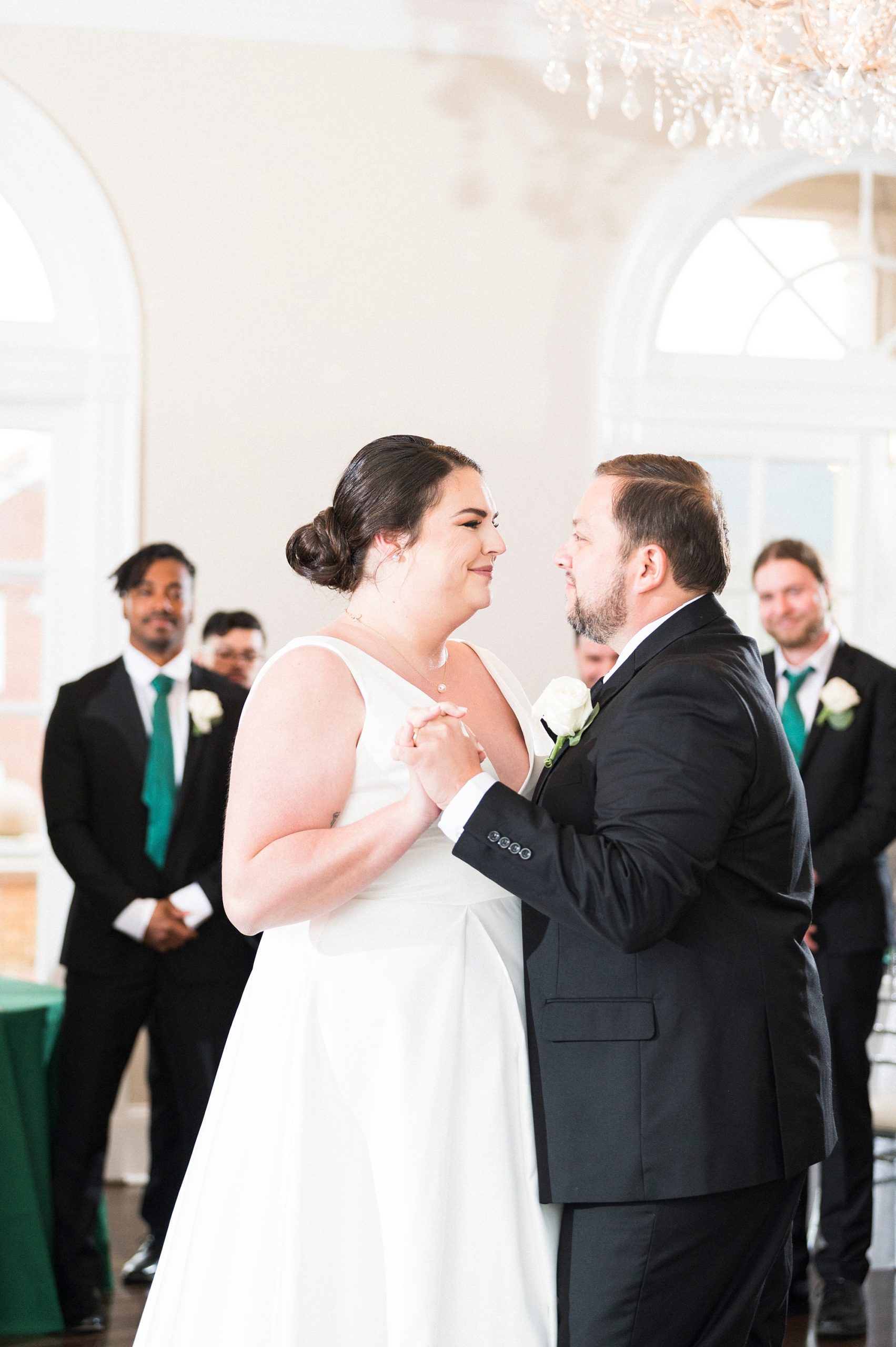 bride and groom dance together during Gastonia NC wedding reception