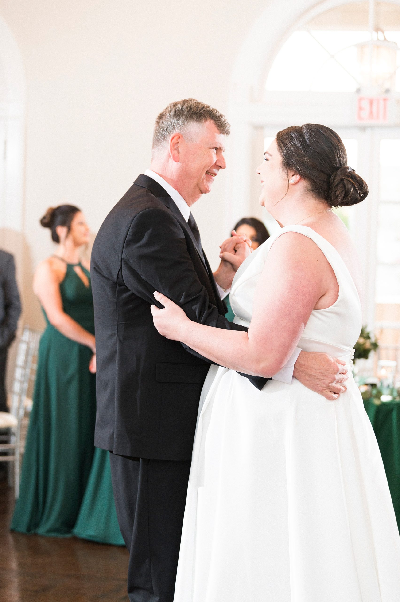 bride and dad have dance during Gastonia NC wedding reception