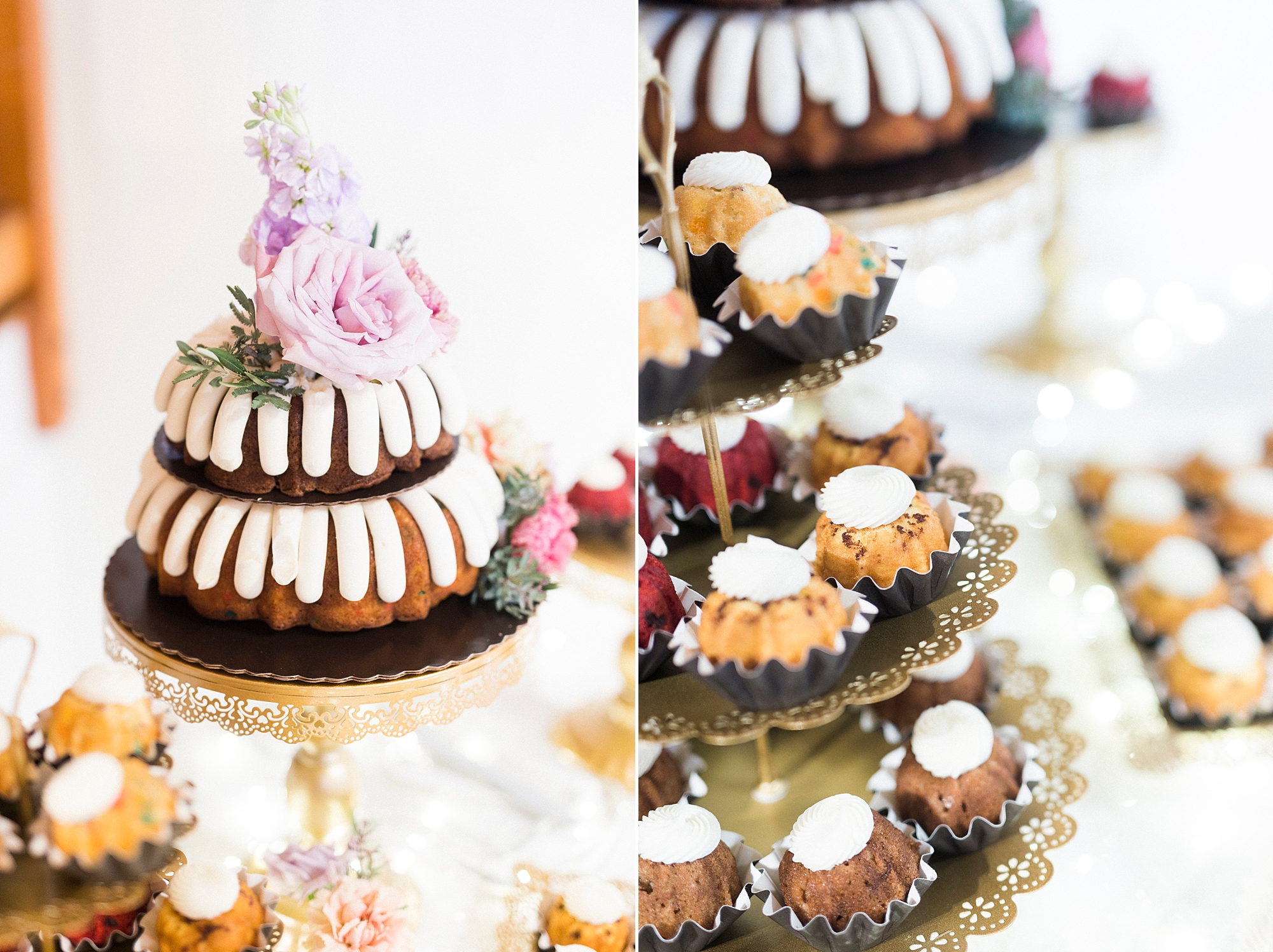 bundt cake display for wedding reception