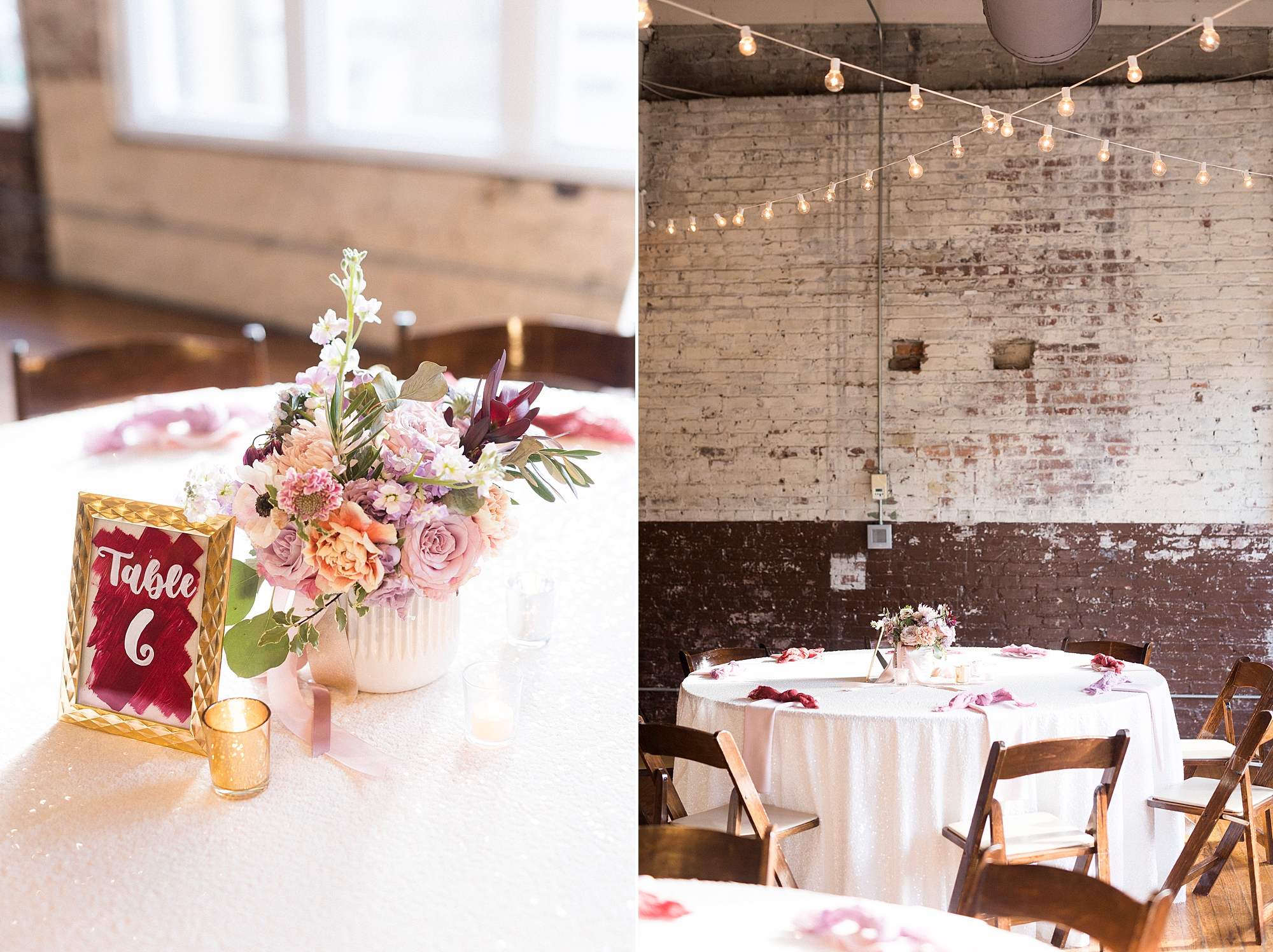 spring wedding reception nat Stockroom at 230 with pastel pink details