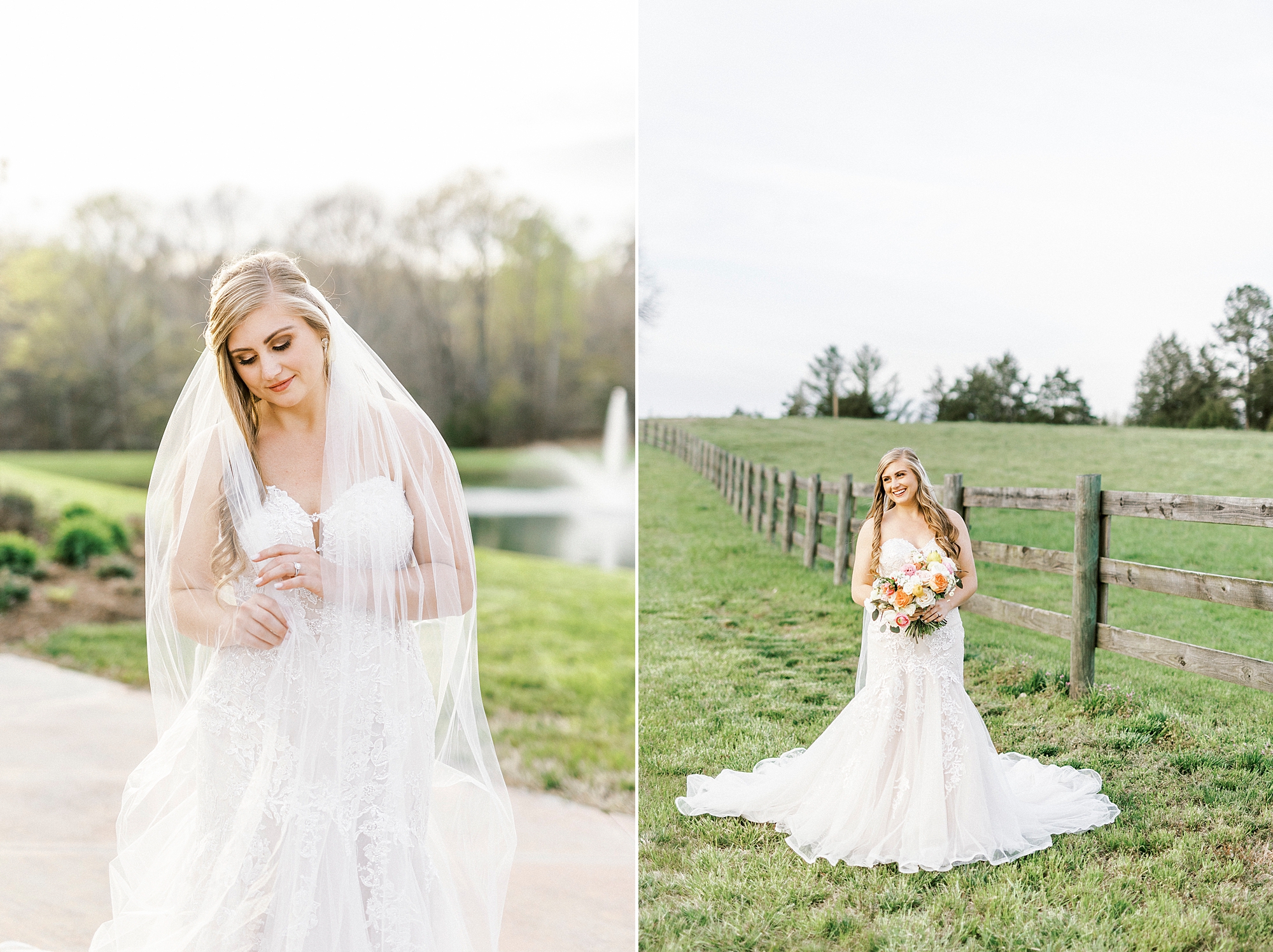 springtime The Stable at Riverview bridal portraits of bride with colorful bouquet