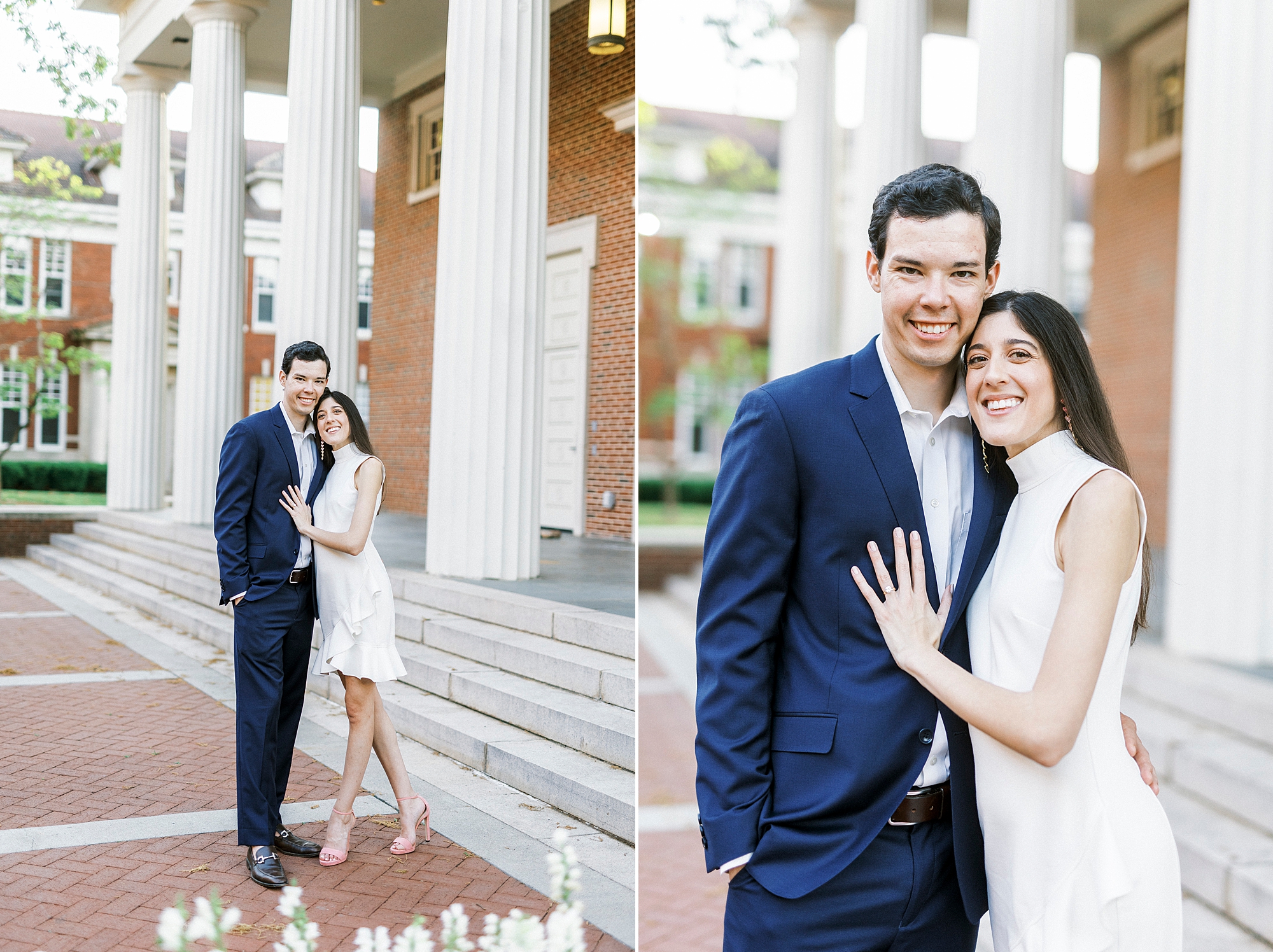 spring Queens University engagement session for young couple
