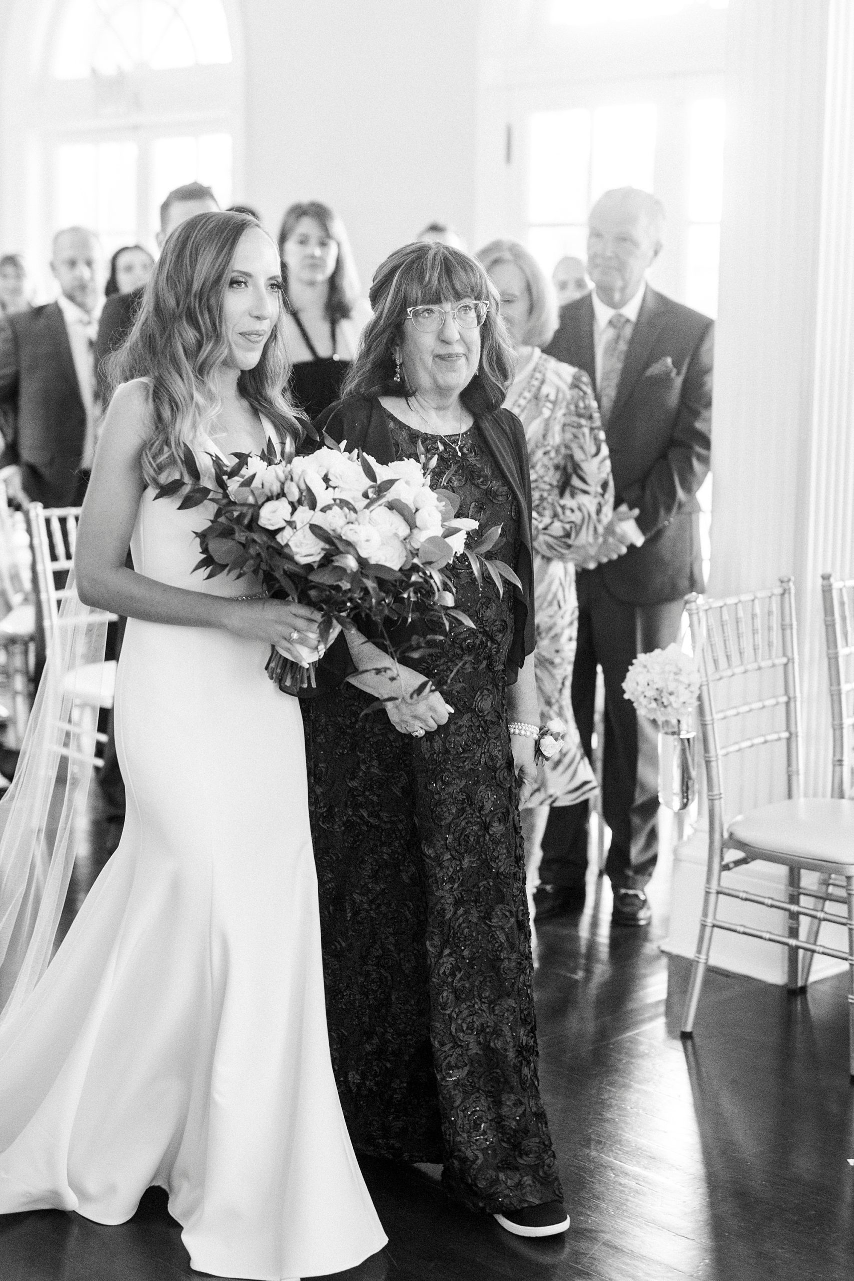mother walks bride down aisle at Separk Mansion