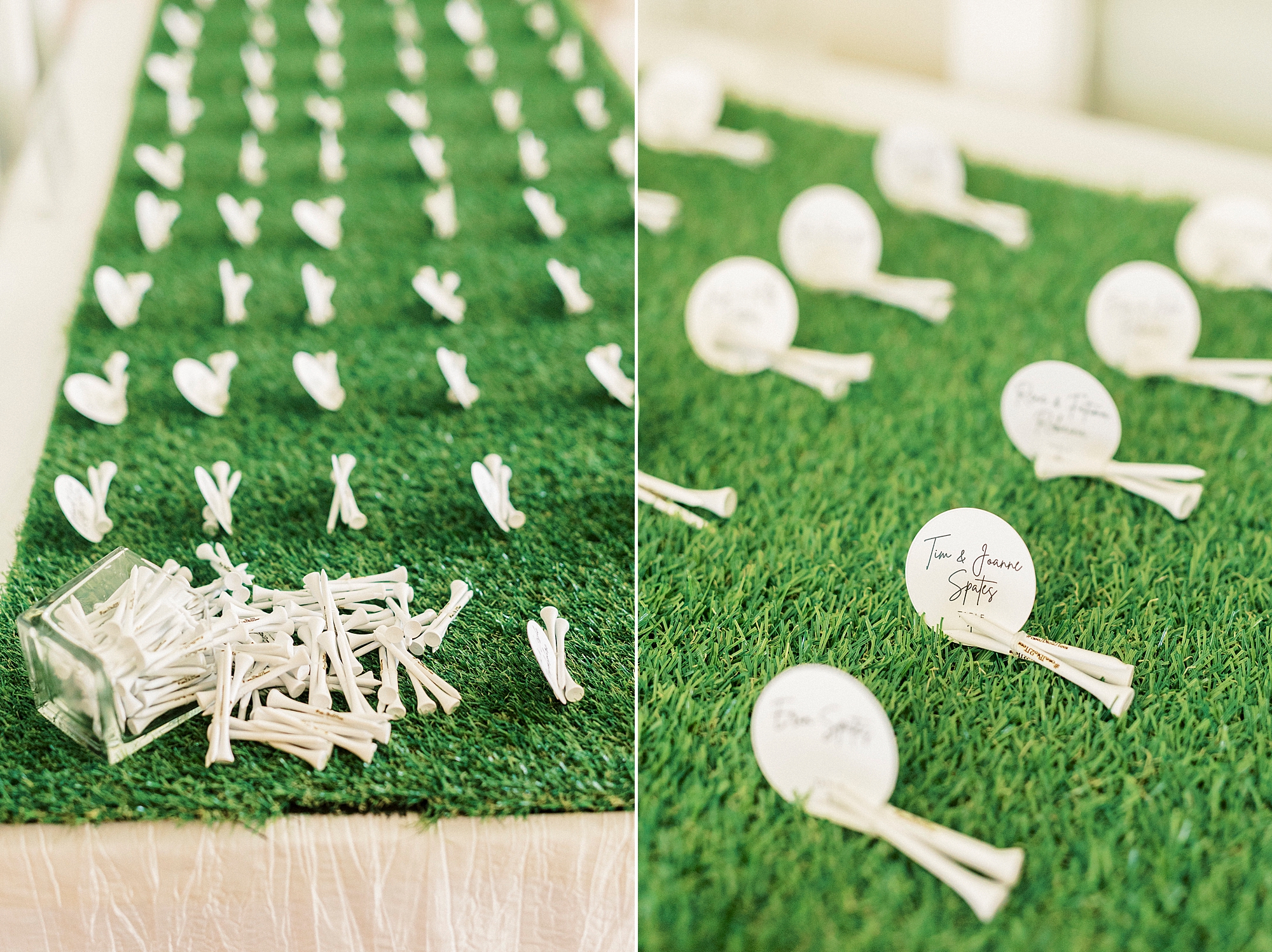 golf inspired seating cards for summer wedding at Separk Mansion