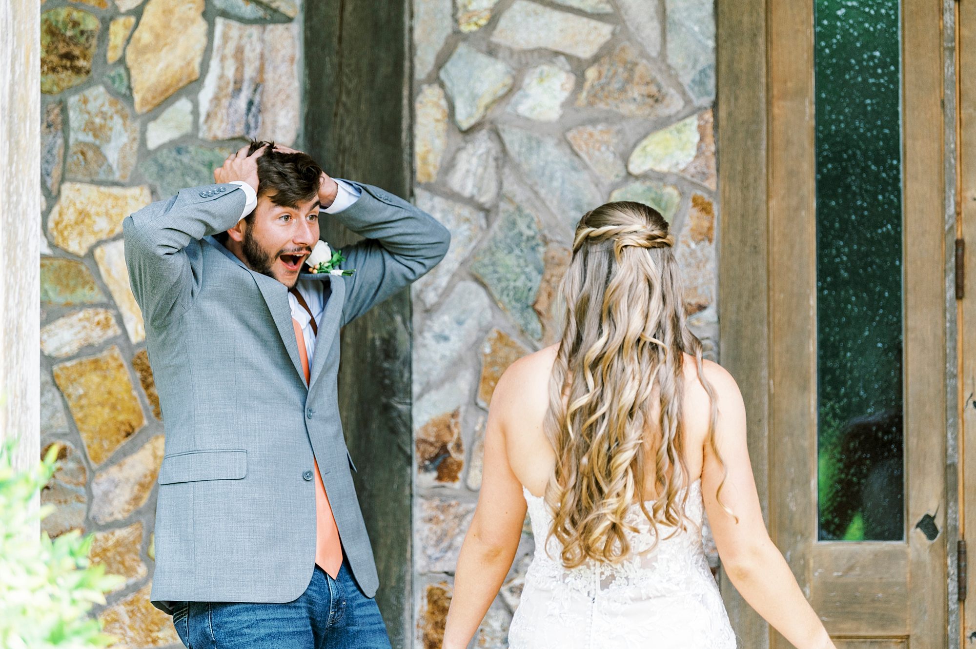 brother reacts to seeing bride during first look