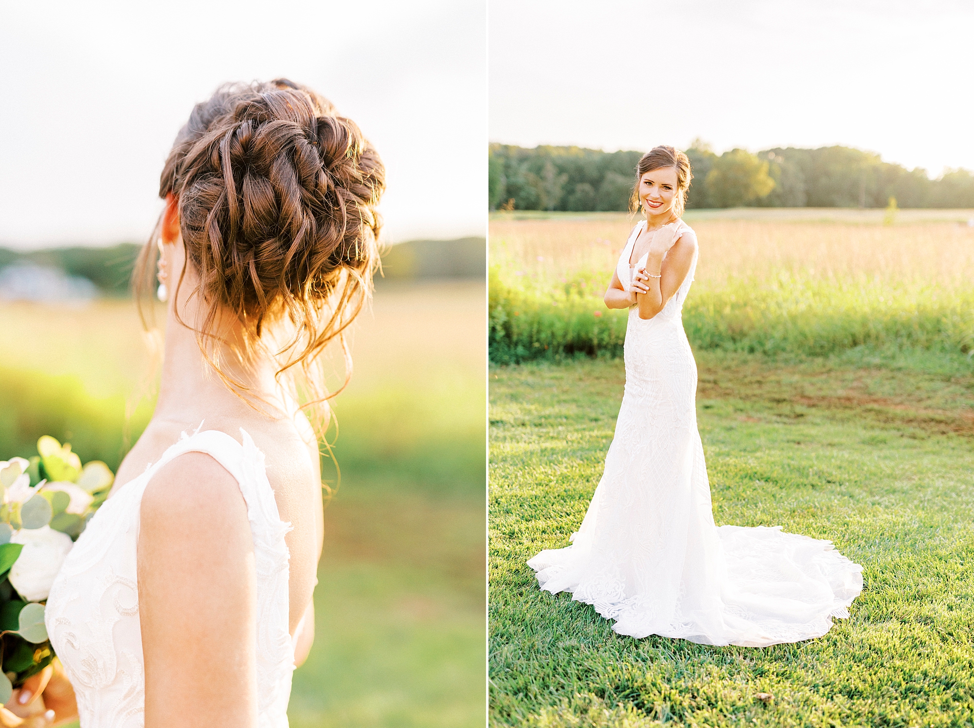 bride poses showing off classic updo