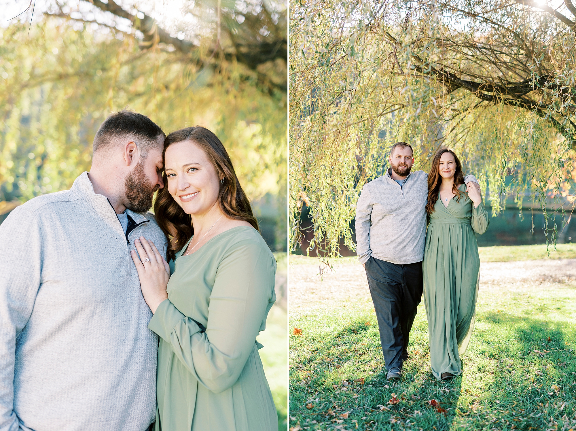 fall engagement session under willow tree at Chetola Resort