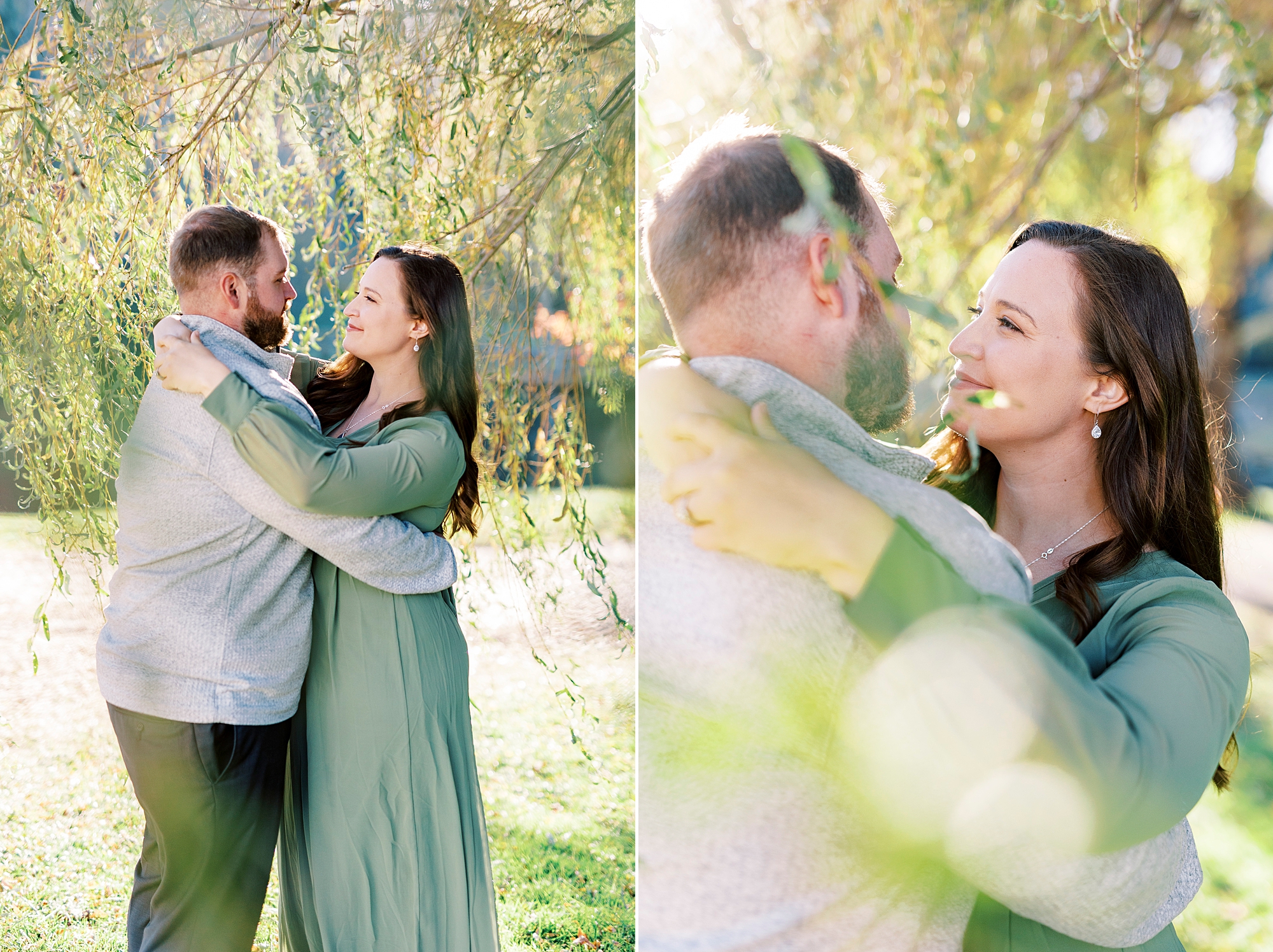 fall Chetola Resort engagement session for couple hugging 