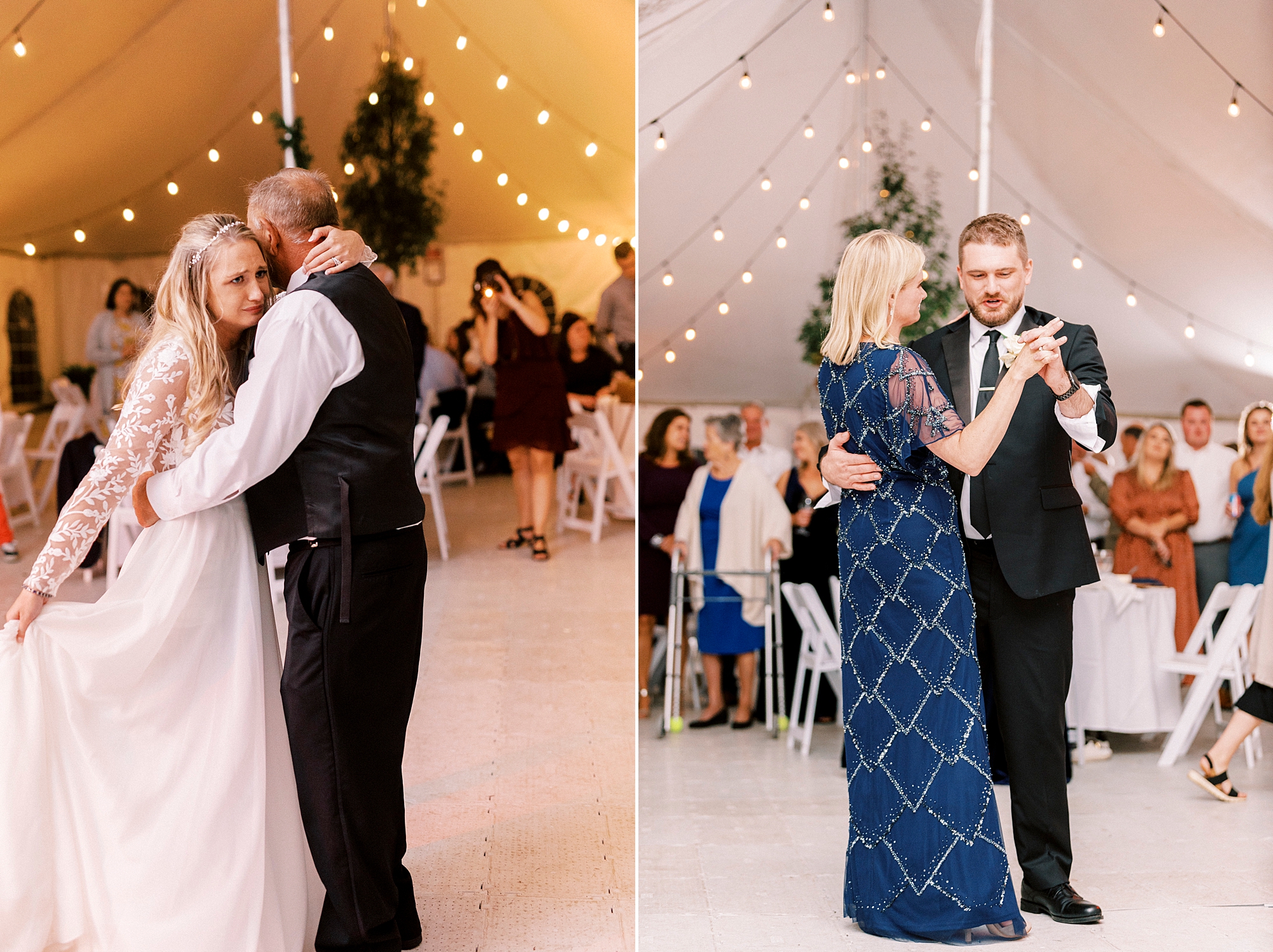 bride and groom dance with parents during Blowing Rock NC wedding reception