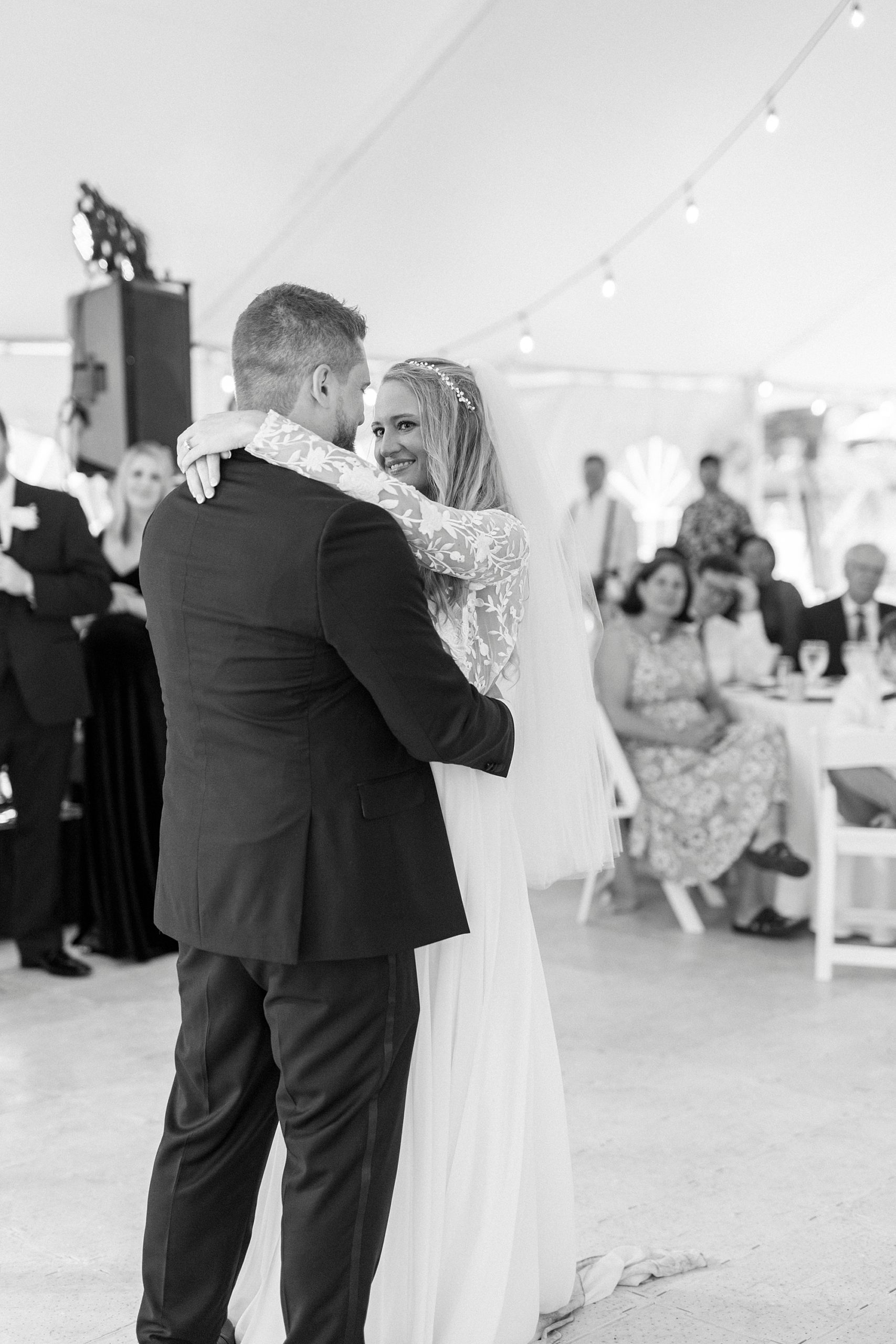 bride and groom dance during Blowing Rock NC wedding reception
