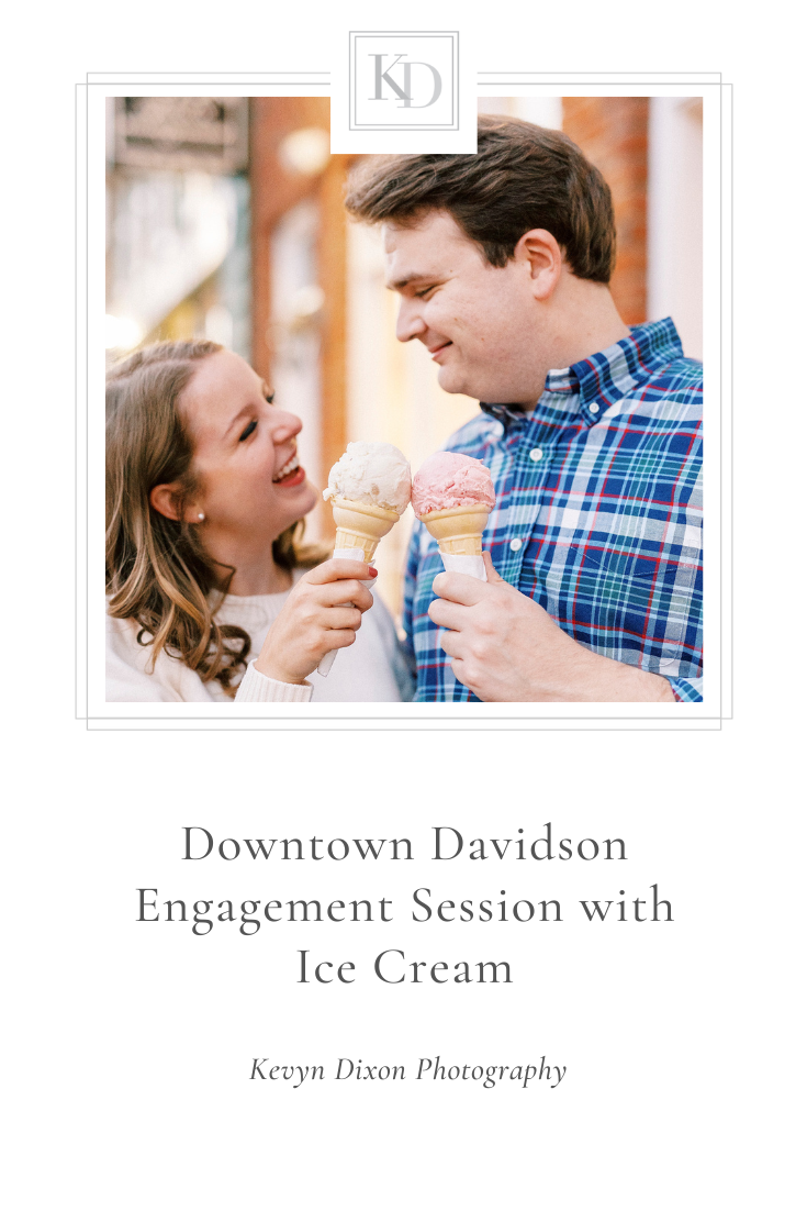 Downtown Davidson engagement session with ice cream photographed by NC engagement photographer Kevyn Dixon Photography