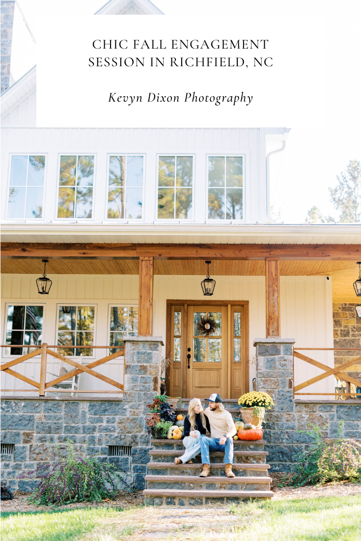 Chic Fall Engagement Portraits in Richfield NC at couple's home photographed by Charlotte wedding photographer Kevyn Dixon Photography