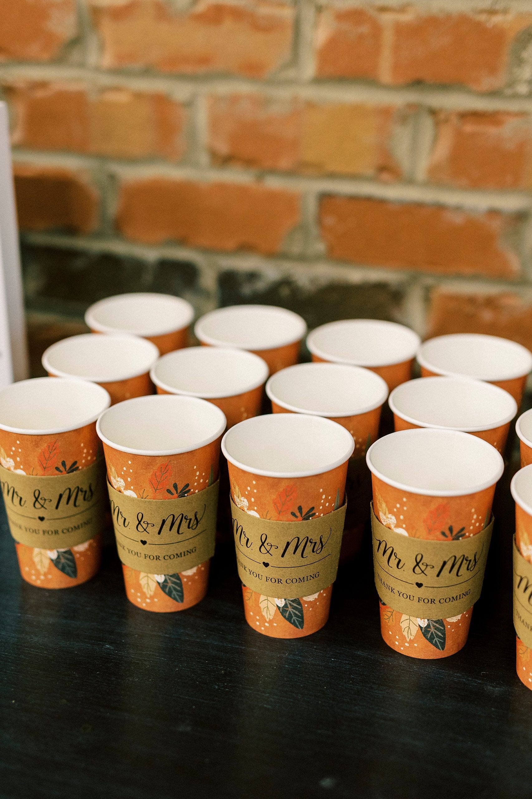 custom wedding cups for fall reception at Bella Terra 