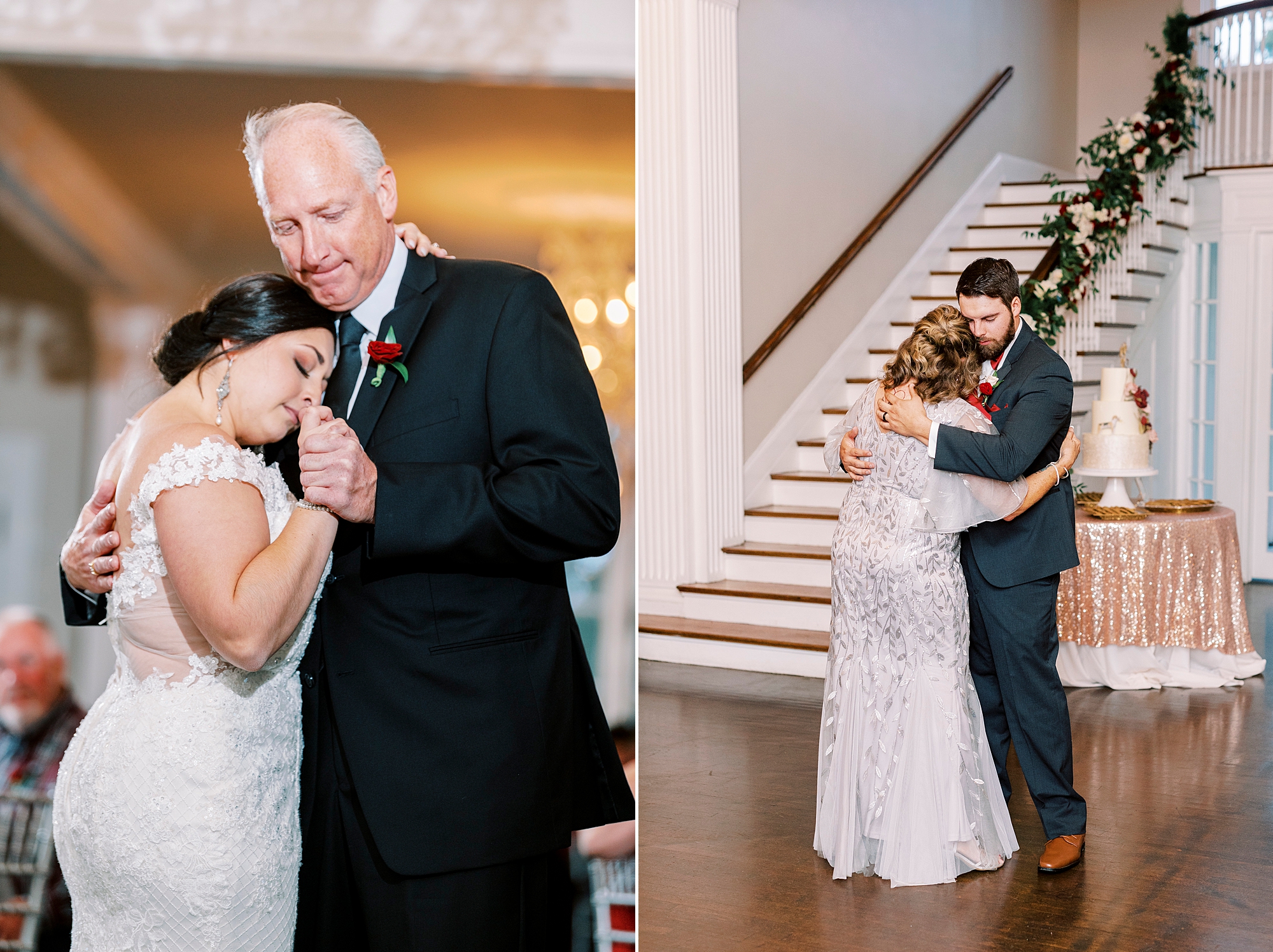 bride and groom dance with parents during reception at Separk Mansion