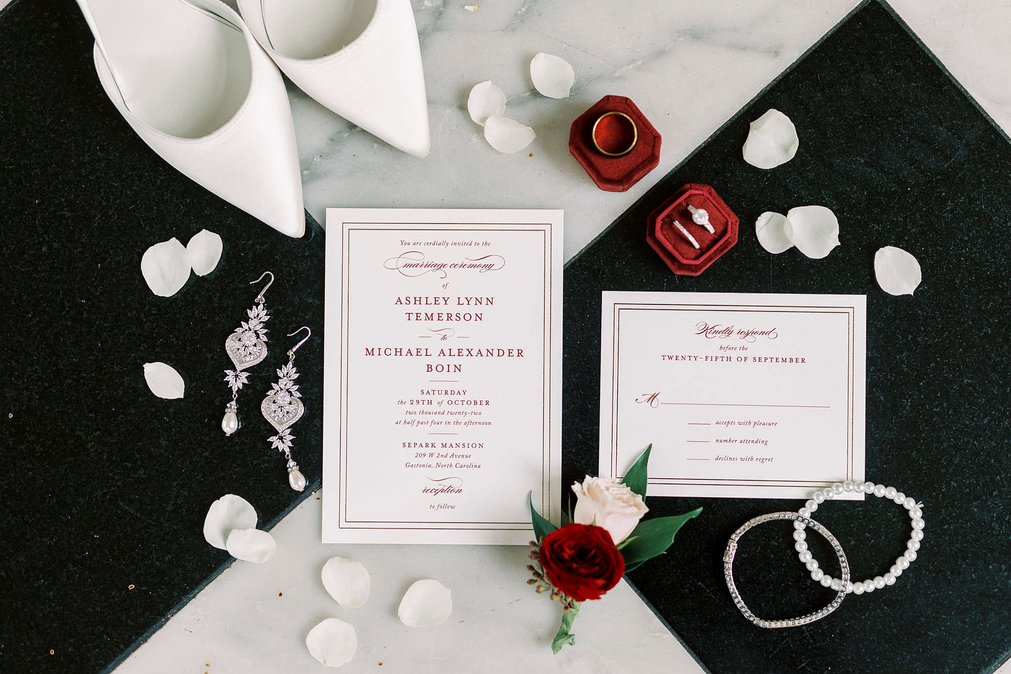 fall wedding stationery set for Separk Mansion wedding 