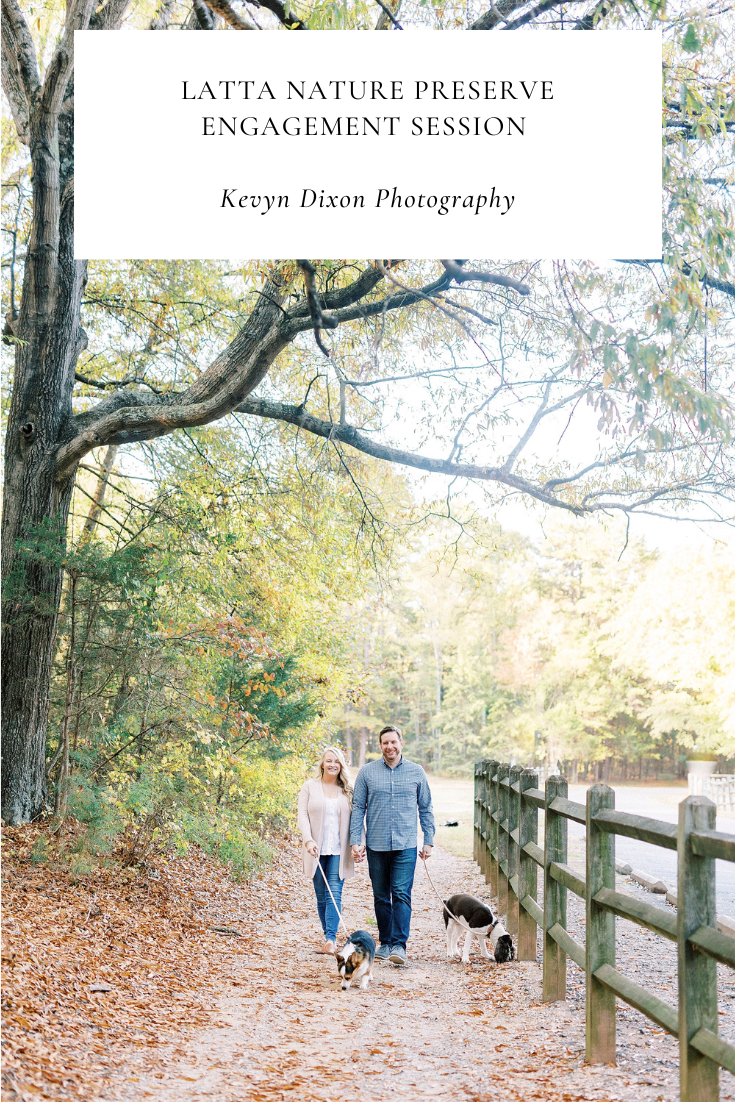 Cozy fall Latta Nature Preserve engagement session for couple with dogs photographed by NC wedding photographer Kevyn Dixon Photography