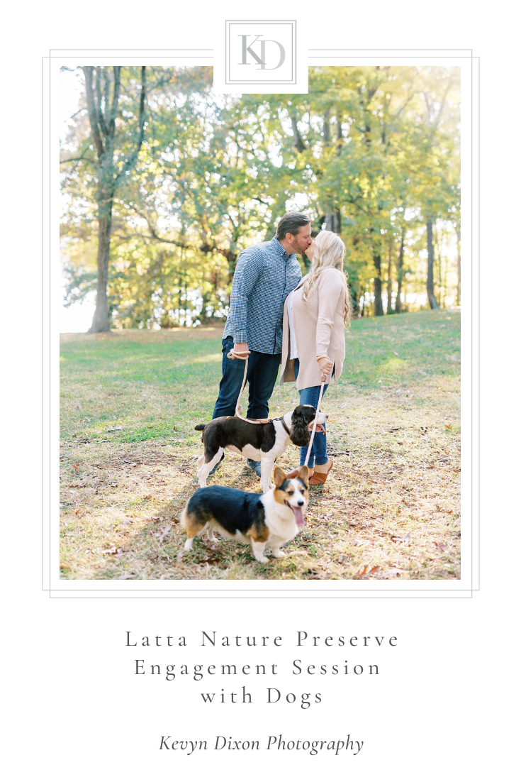 Cozy fall Latta Nature Preserve engagement session for couple with dogs photographed by NC wedding photographer Kevyn Dixon Photography