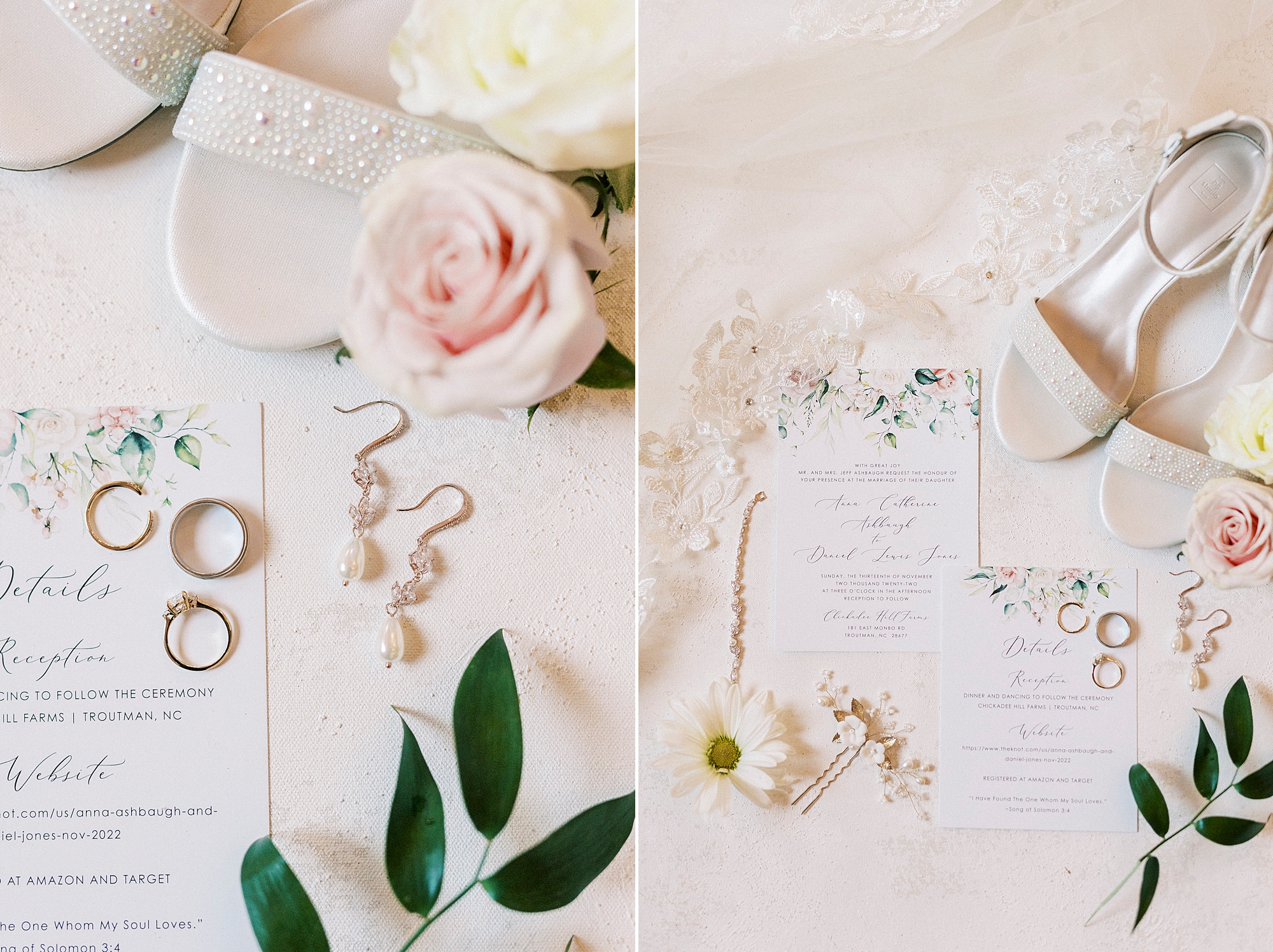bride's details for fall wedding at Chickadee Hill Farms