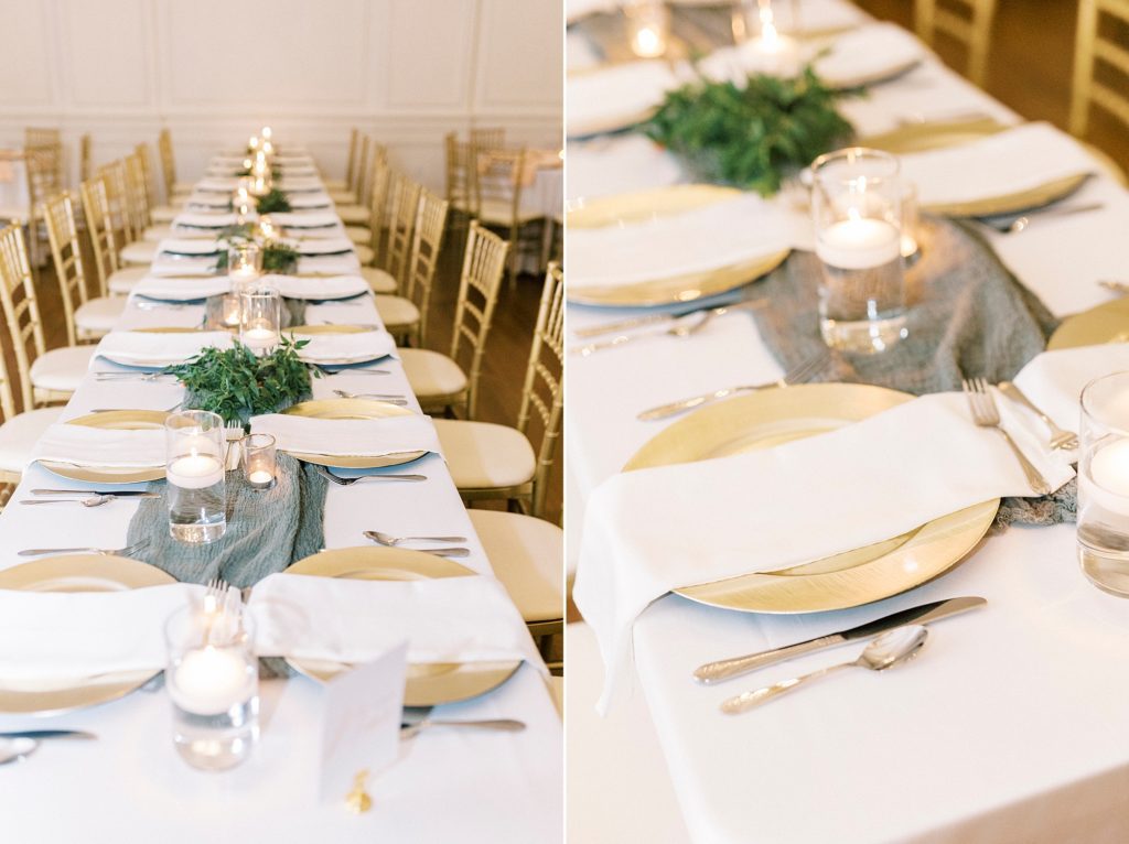 family style seating for classic wedding reception at the Hotel Concord