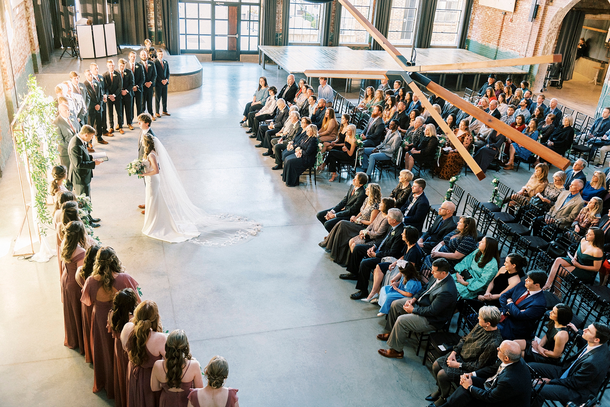 Christ-centered wedding ceremony at the Cadillac Service Garage in Greensboro NC