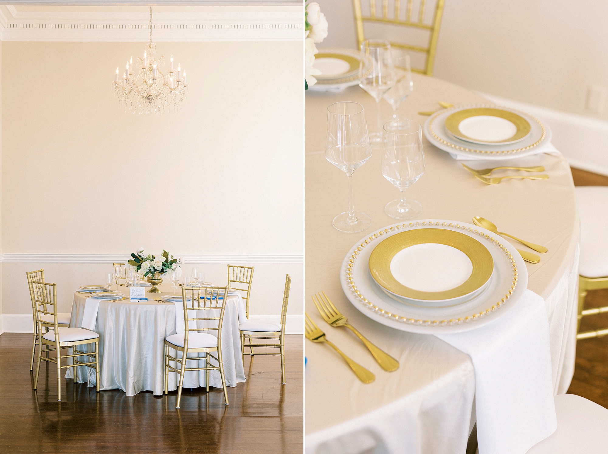 Grand Tasting Event at Separk Mansion in the winter 2023 with gold and ivory details 