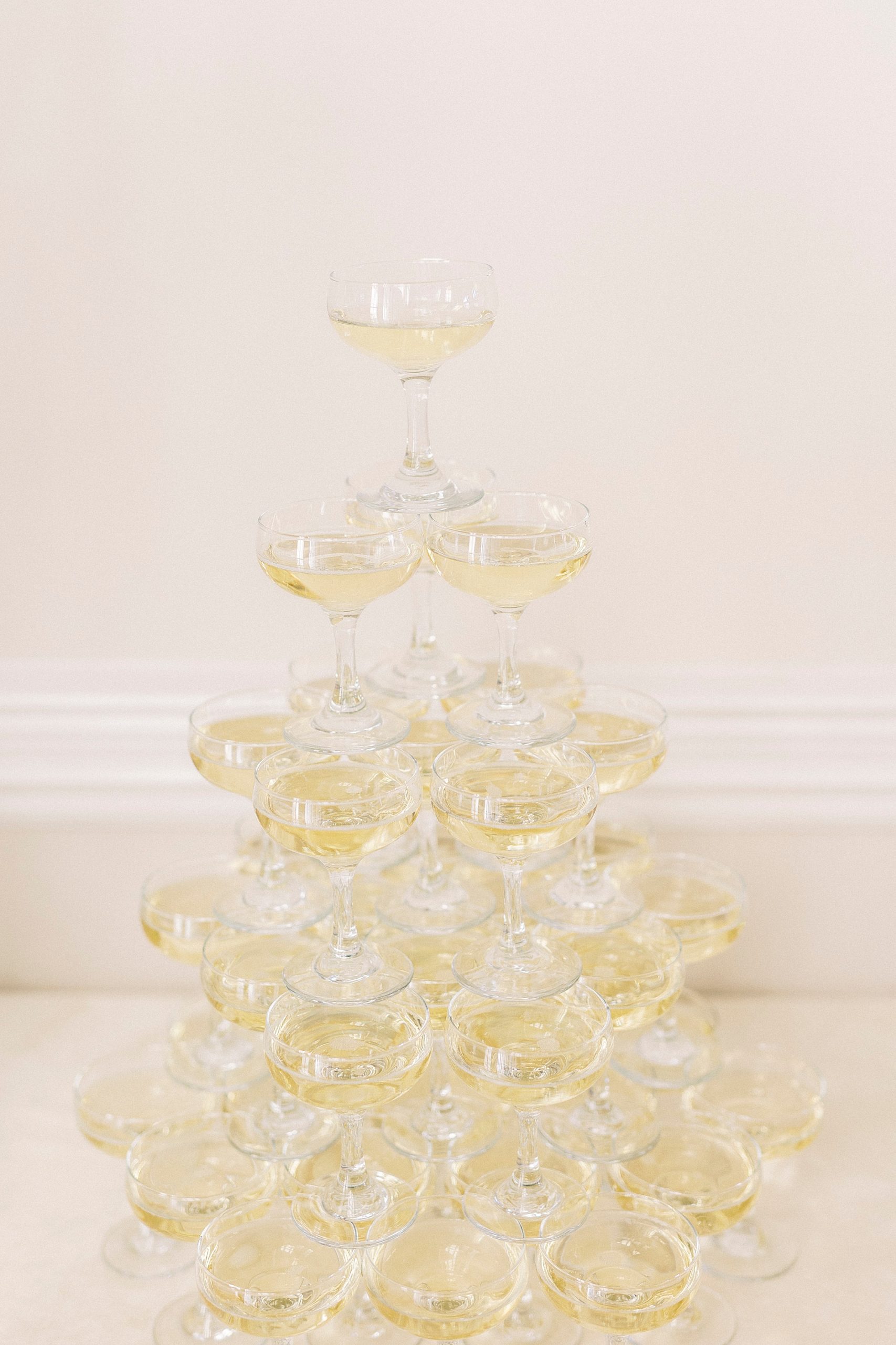 champagne tower for Grand Tasting Event at Separk Mansion in winter 2023 