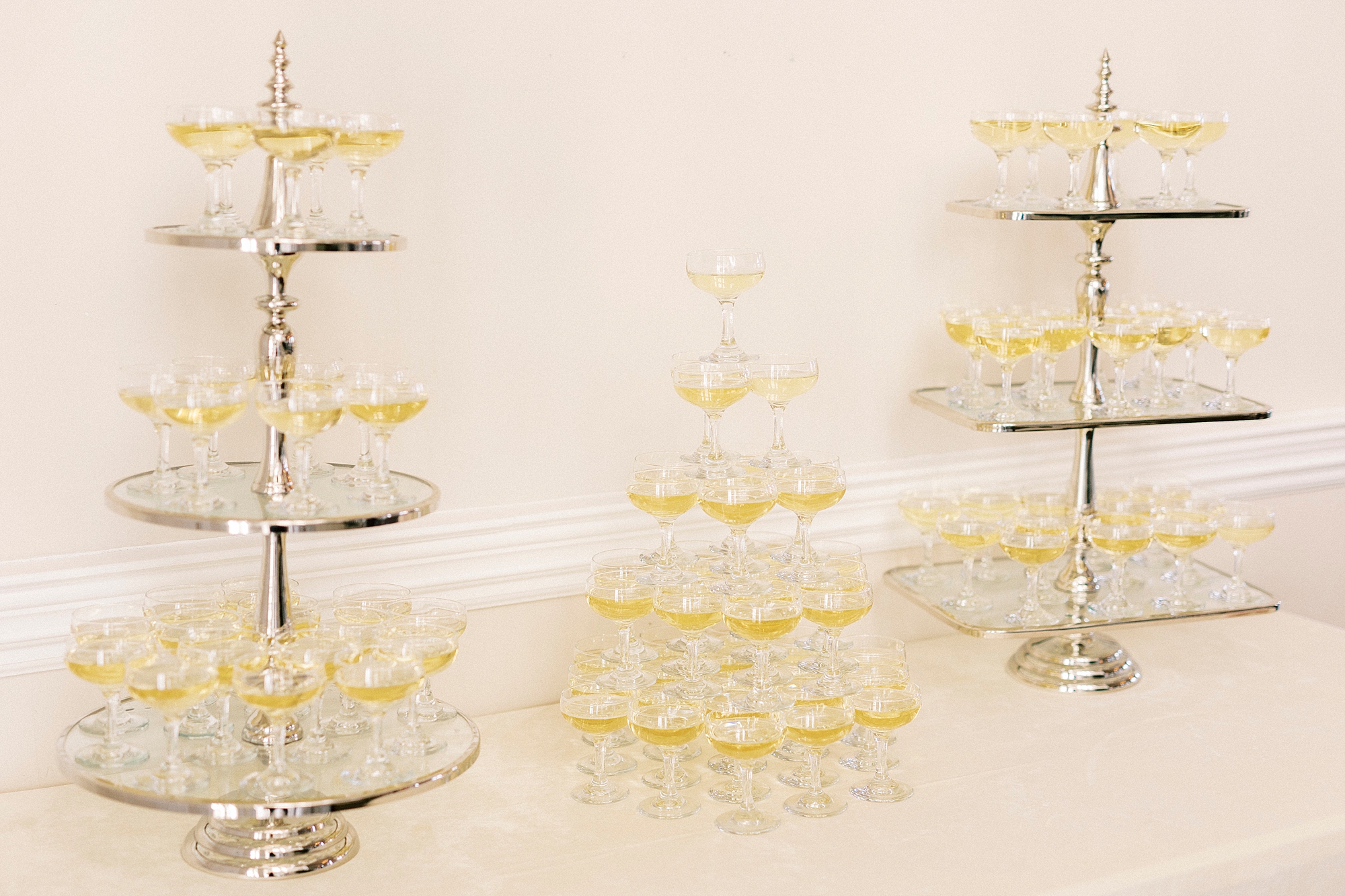 champagne display for guests entering Grand Tasting Event at Separk Mansion in winter 2023 