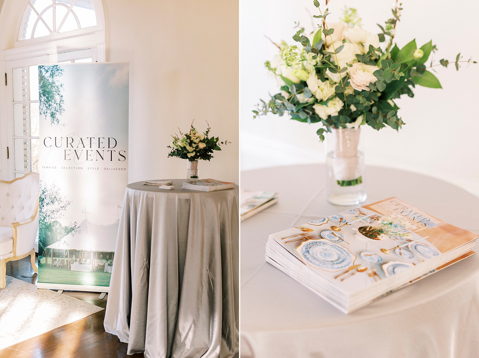 welcome sign and menus for Grand Tasting Event at Separk Mansion in winter 2023 