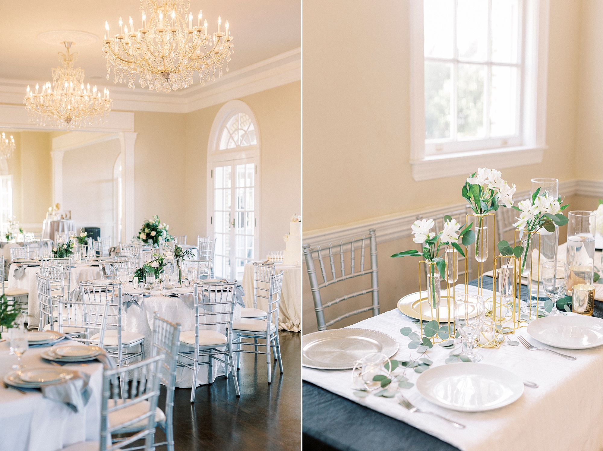 white, silver and green accents for Grand Tasting Event at Separk Mansion in winter 2023 