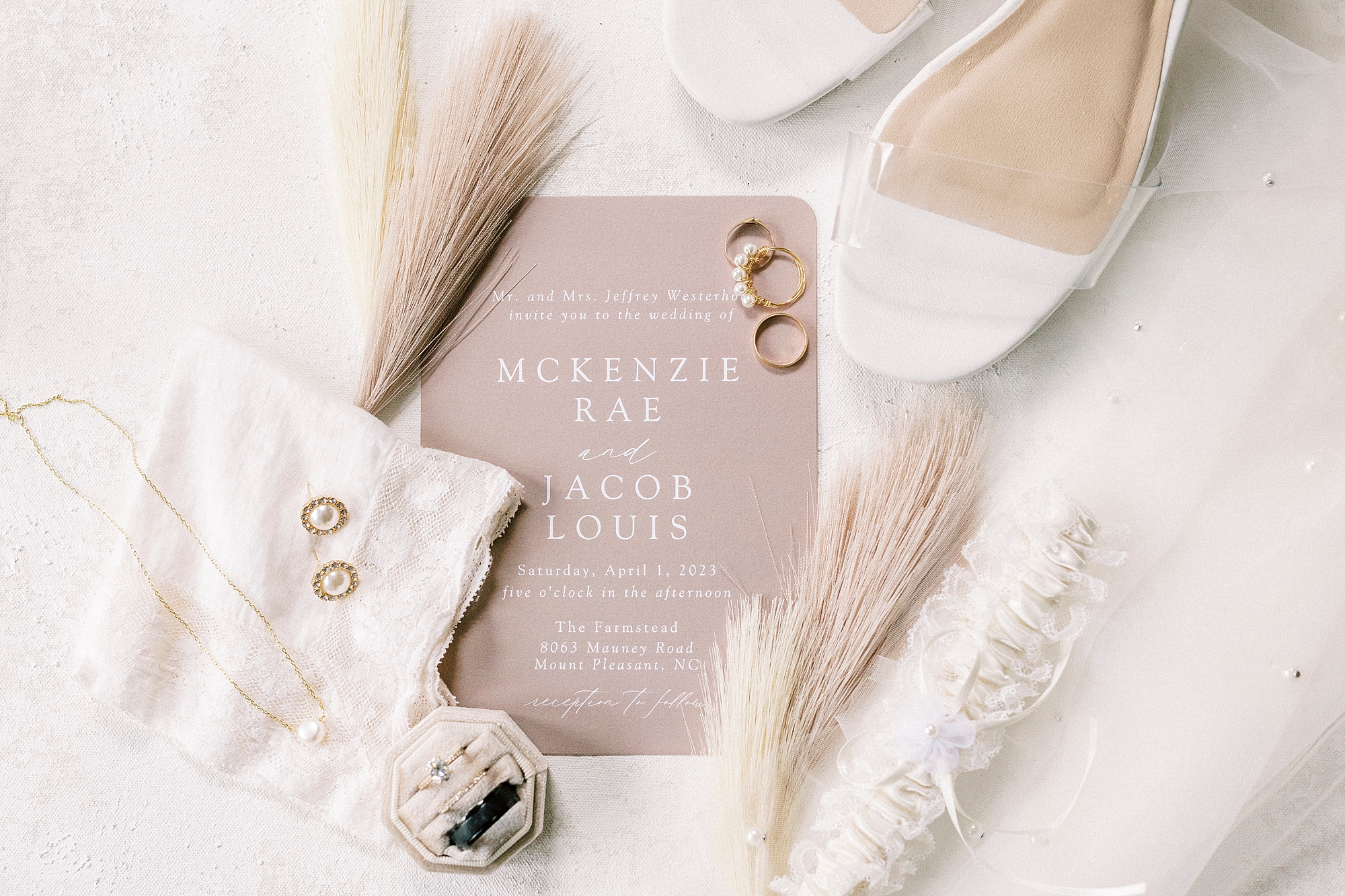 stationery set with white shoes and Rhodes grass 