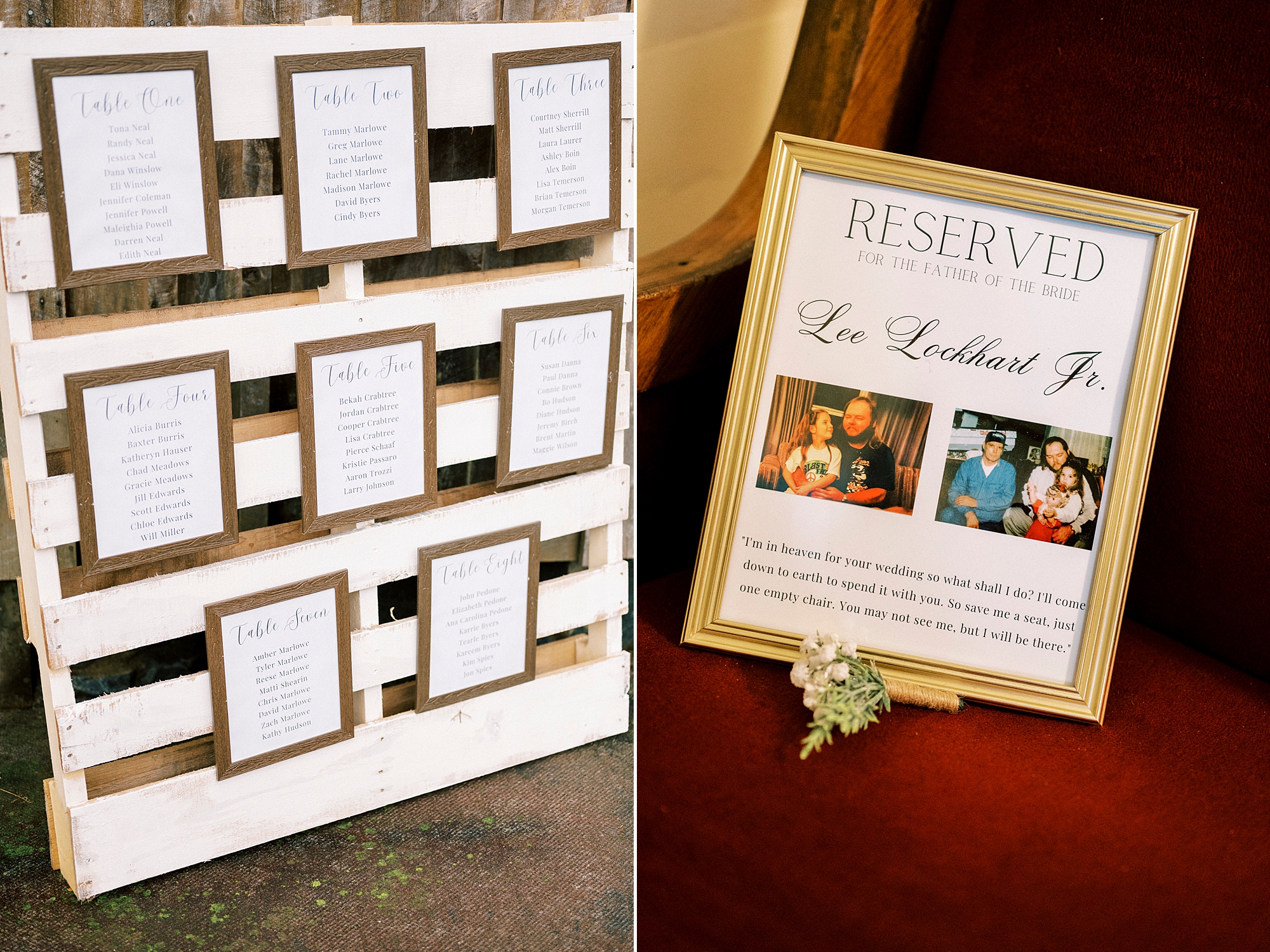seating chart for barn reception in Statesville NC