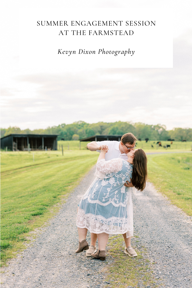 The Farmstead Engagement Session in the summer in Concord NC photographed by NC wedding photographer Kevyn Dixon Photography