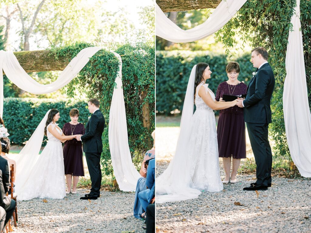 bride and groom exchange vows during Charlotte NC wedding day 