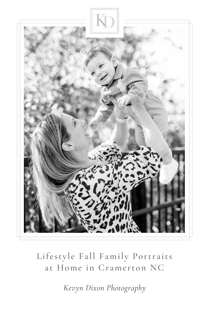 Lifestyle Fall Family Portraits for family of four at home in Cramerton NC with North Carolina family photographer Kevyn Dixon Photography