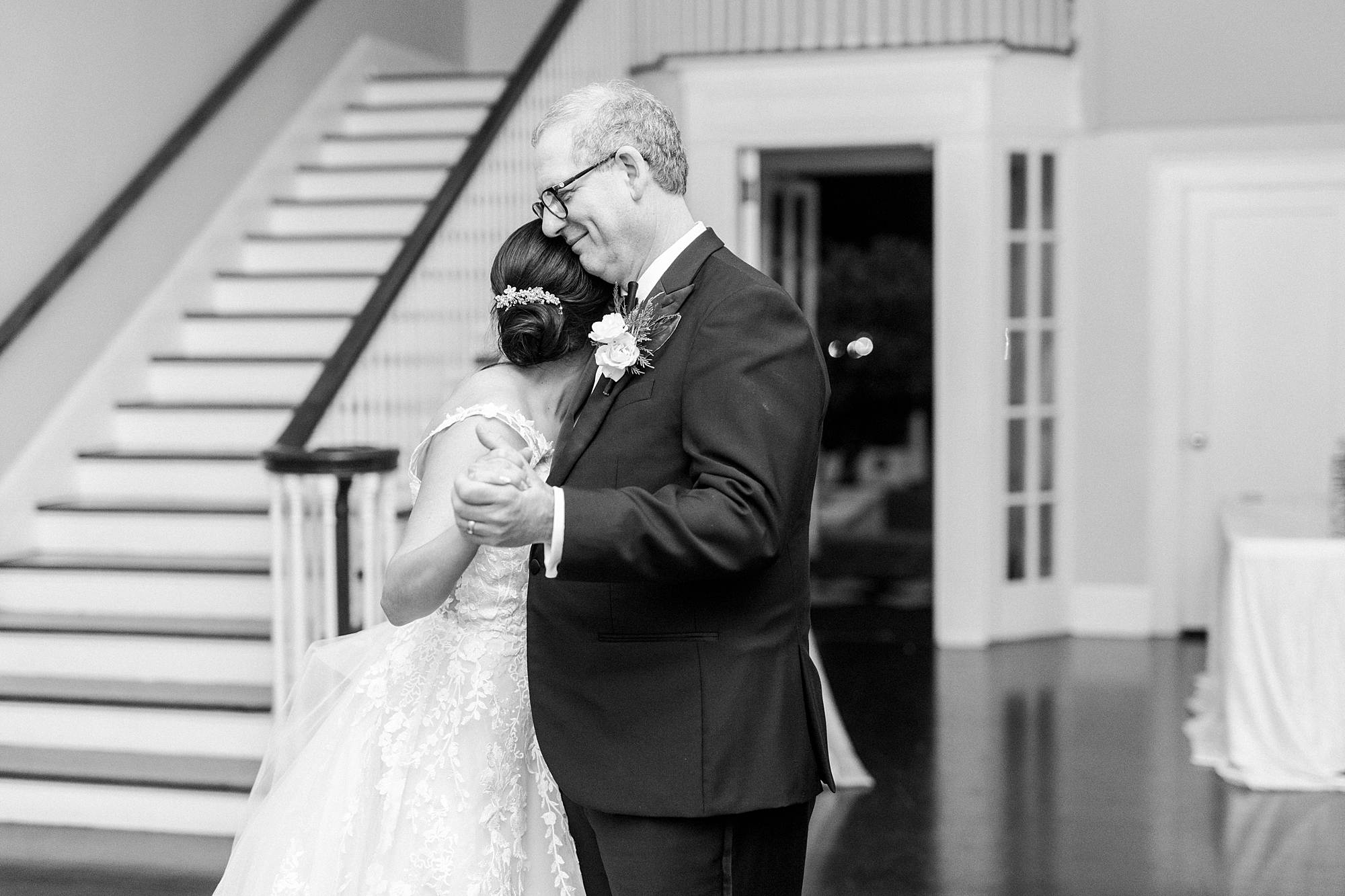 bride dances with father during NC wedding reception 