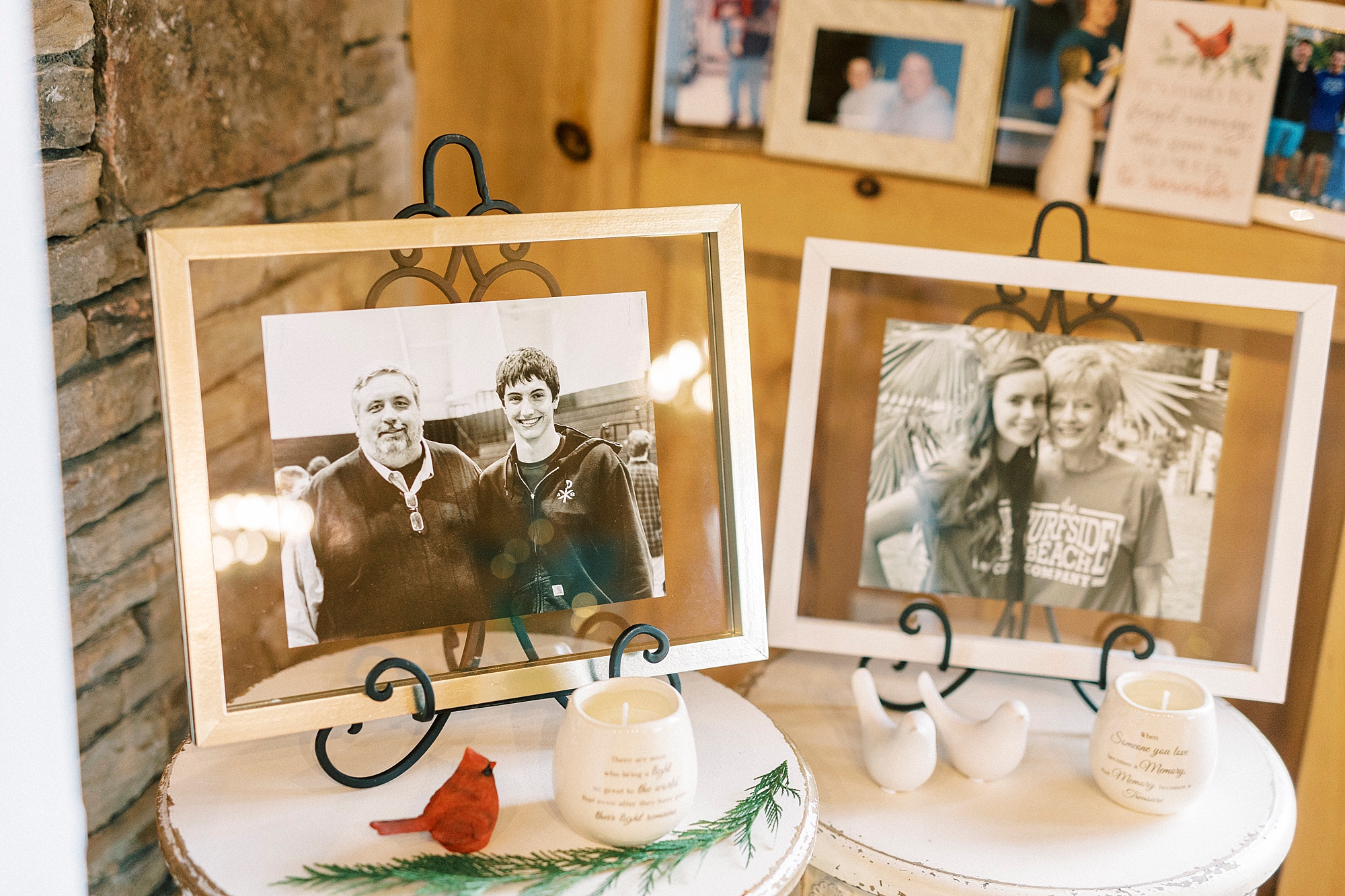 memory table at reception of winter Chickadee Hill Farms wedding