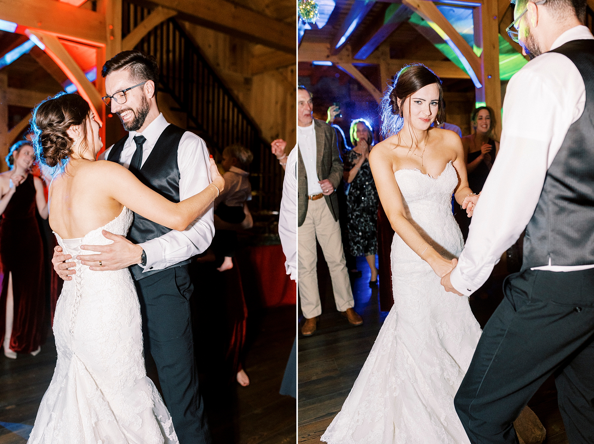 newlyweds dance during Statesville NC wedding reception 