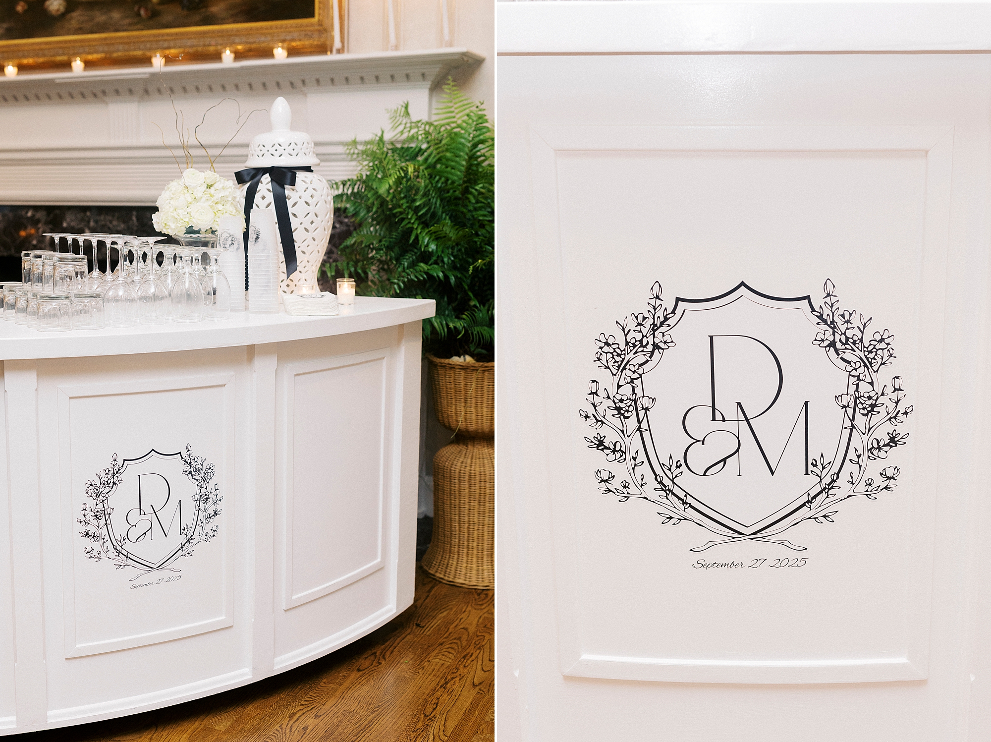 custom bar with monogram at Gaston Country Club Wedding