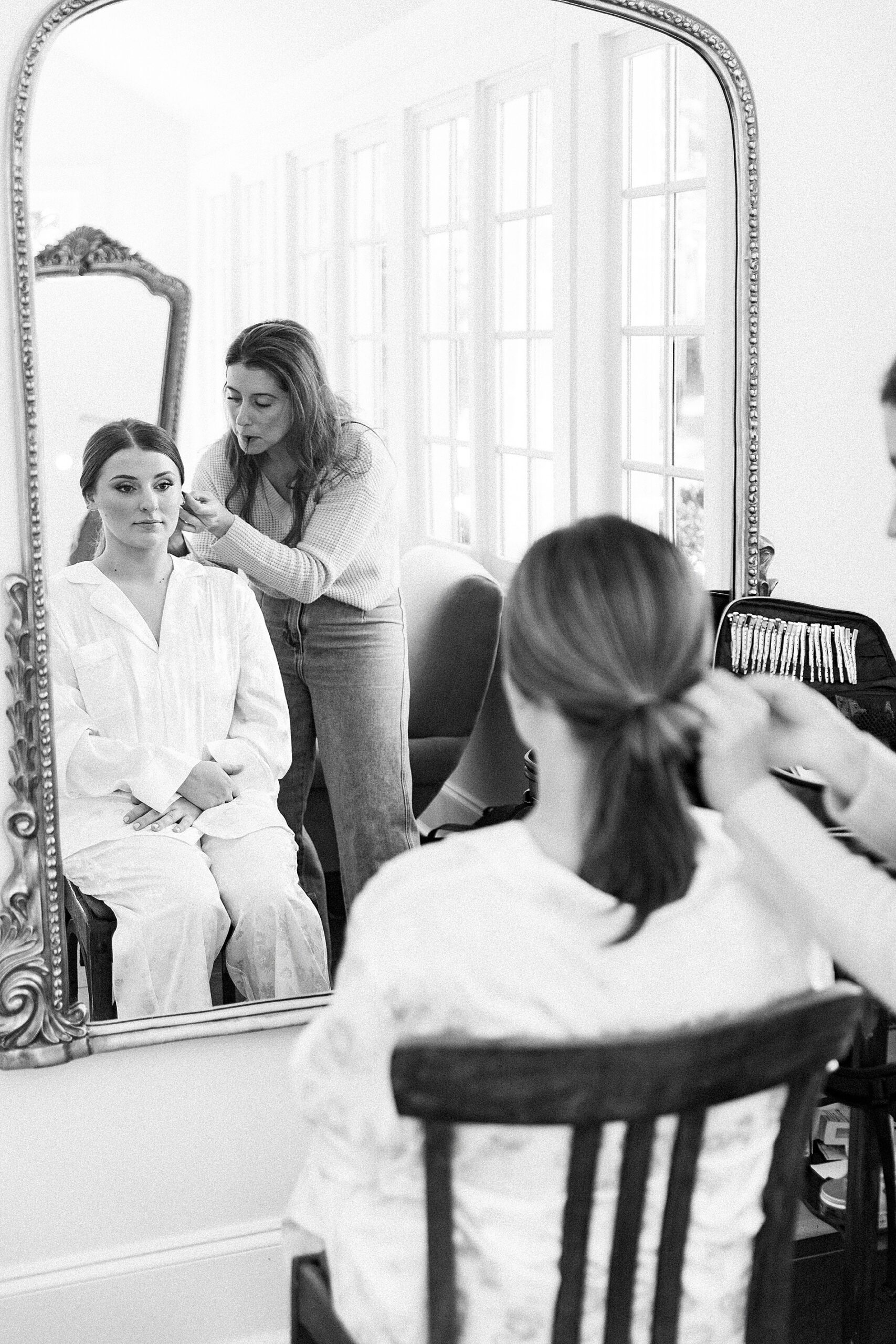bride getting ready for wedding